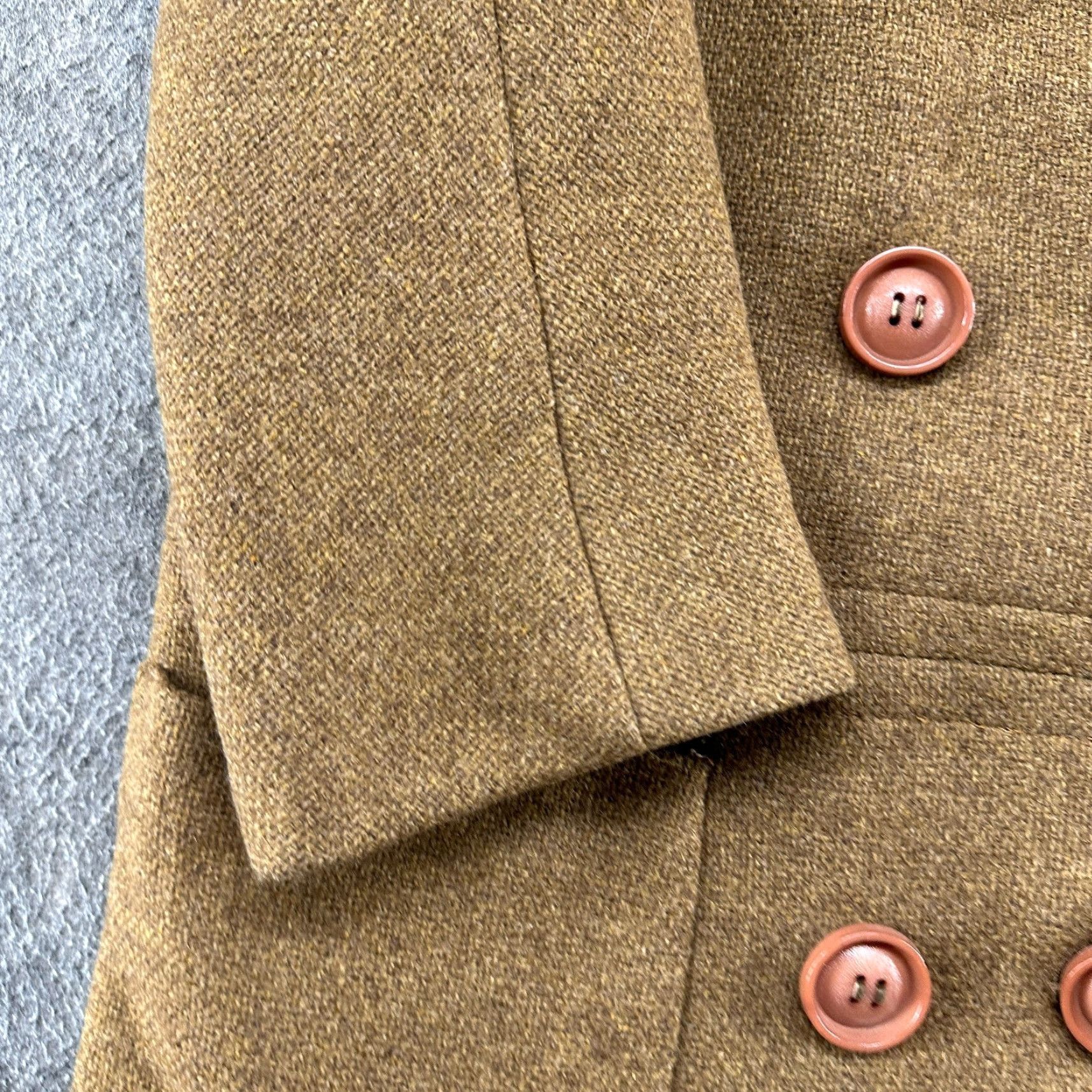 Vintage VINTAGE Union Label Wool Coat Womens M Brown Long Overcoat Faux Fur Double Breasted 50s 60s Coat Women Mens? Size M / US 6-8 / IT 42-44 - 4 Thumbnail