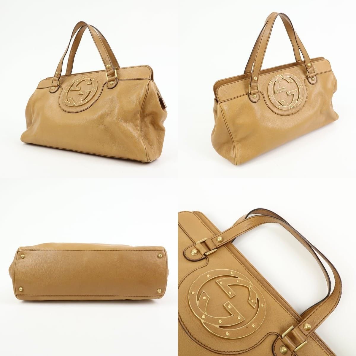 Gucci Gucci Interlocking G Blondie Studs Calfskin Satchel Tan Size ONE SIZE - 3 Thumbnail