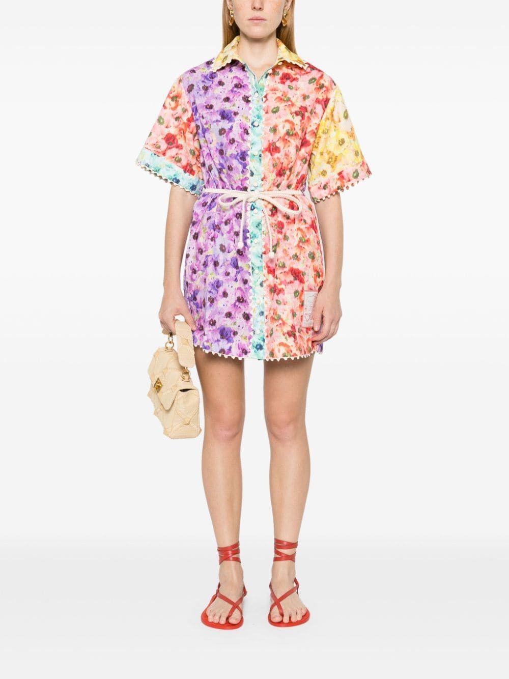 Zimmermann oc11z0525 Floral Print Shirt Mini Dress in Multicolor Size S / US 4 / IT 40 - 2 Thumbnail