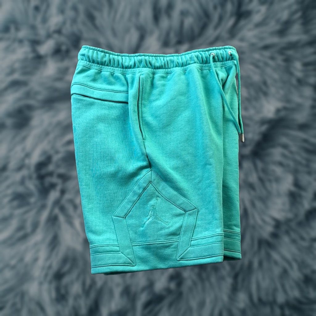 Jordan Brand Jordan Shorts Mens M Teal Blue Flight Fleece Diamond Nike Sports Activewear Athletic Pockets Drawstring Elastic Waist Regular Size US 31 - 1 Thumbnail