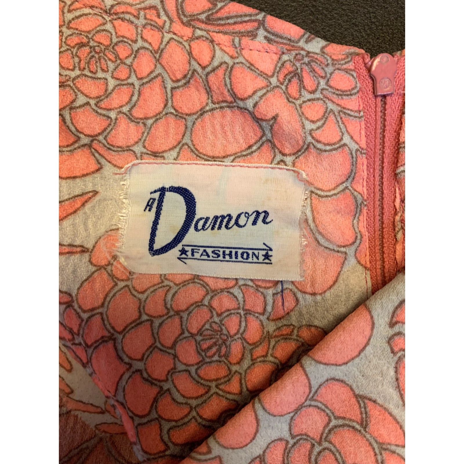 Vintage VINTAGE Day Dress Retro Fabric Pussy Bow Collar With Broach DAMON Fit Flare Women L/XL Orange Day Dress Womens Girls? Size L / US 10 / IT 46 - 5 Thumbnail