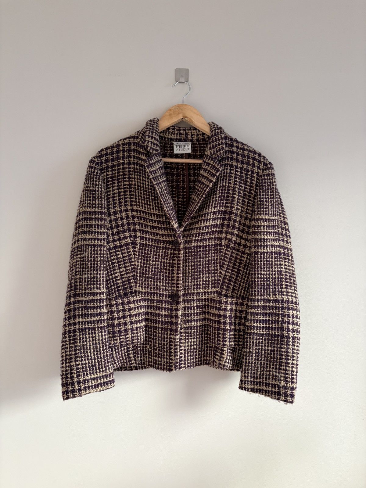 Gianfranco Ferré Studio Cropped Wool Tweed Blazer