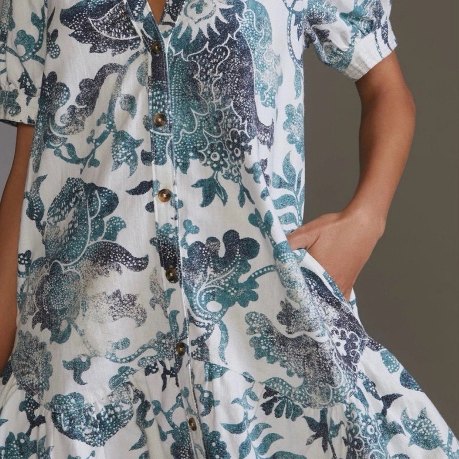 Anthropologie Anthropologie Pilcro Linen Puff Sleeve Tunic Dress Womens S Size S / US 4 / IT 40 - 3 Thumbnail