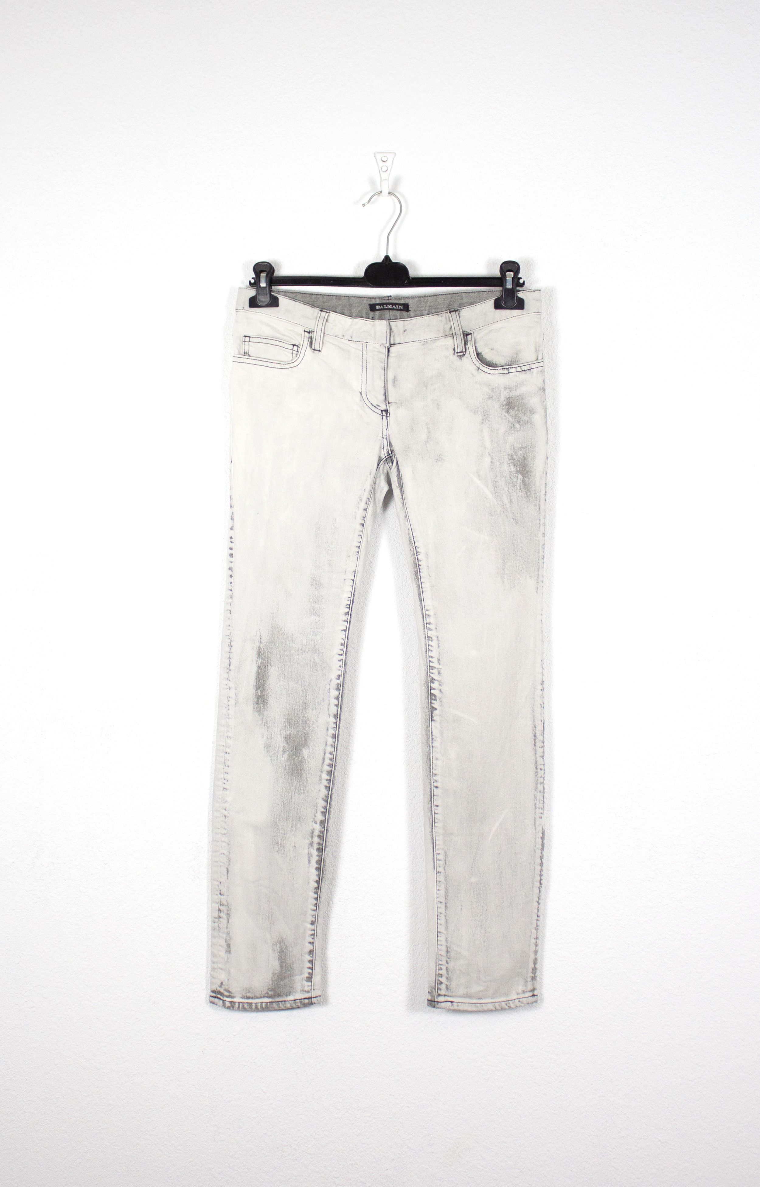 Balmain × Pierre Balmain Womens Balmain Bleach Acid Washed Avant Garde Jeans Y2K Size 26" / US 2 / IT 38 - 1 Thumbnail
