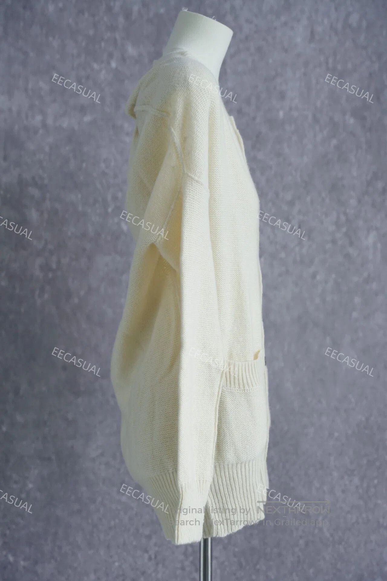 Yashi Yamamuri Yohji Yamamoto White Wool Cardigan Sweater. Size L / US 10 / IT 46 - 5 Thumbnail