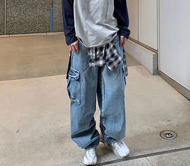 Cargo Wide Leg Denim Jeans