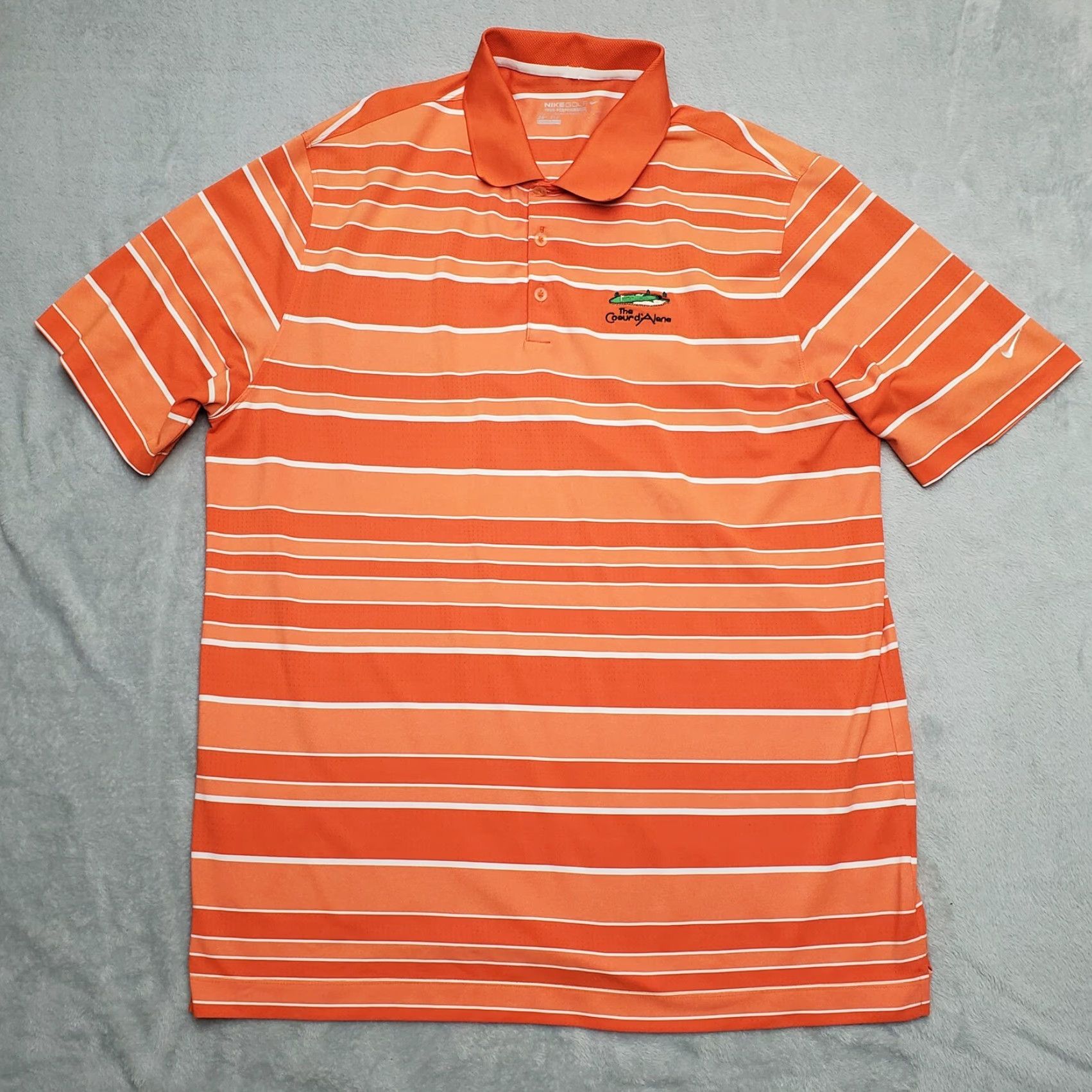 Nike VINTAGE NikeGolf Shirt Men XL Orange Striped Polo Tour Performance Short Sleeve Size US XL / EU 56 / 4 - 2 Thumbnail