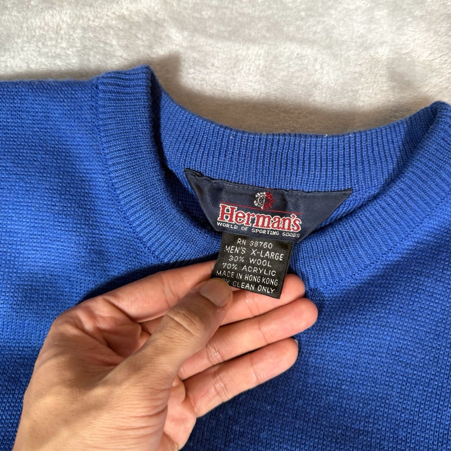 Vintage VINTAGE Hermans Striped Crewneck Sweater Mens Slim L Blue 90s Size US L / EU 52-54 / 3 - 2 Thumbnail
