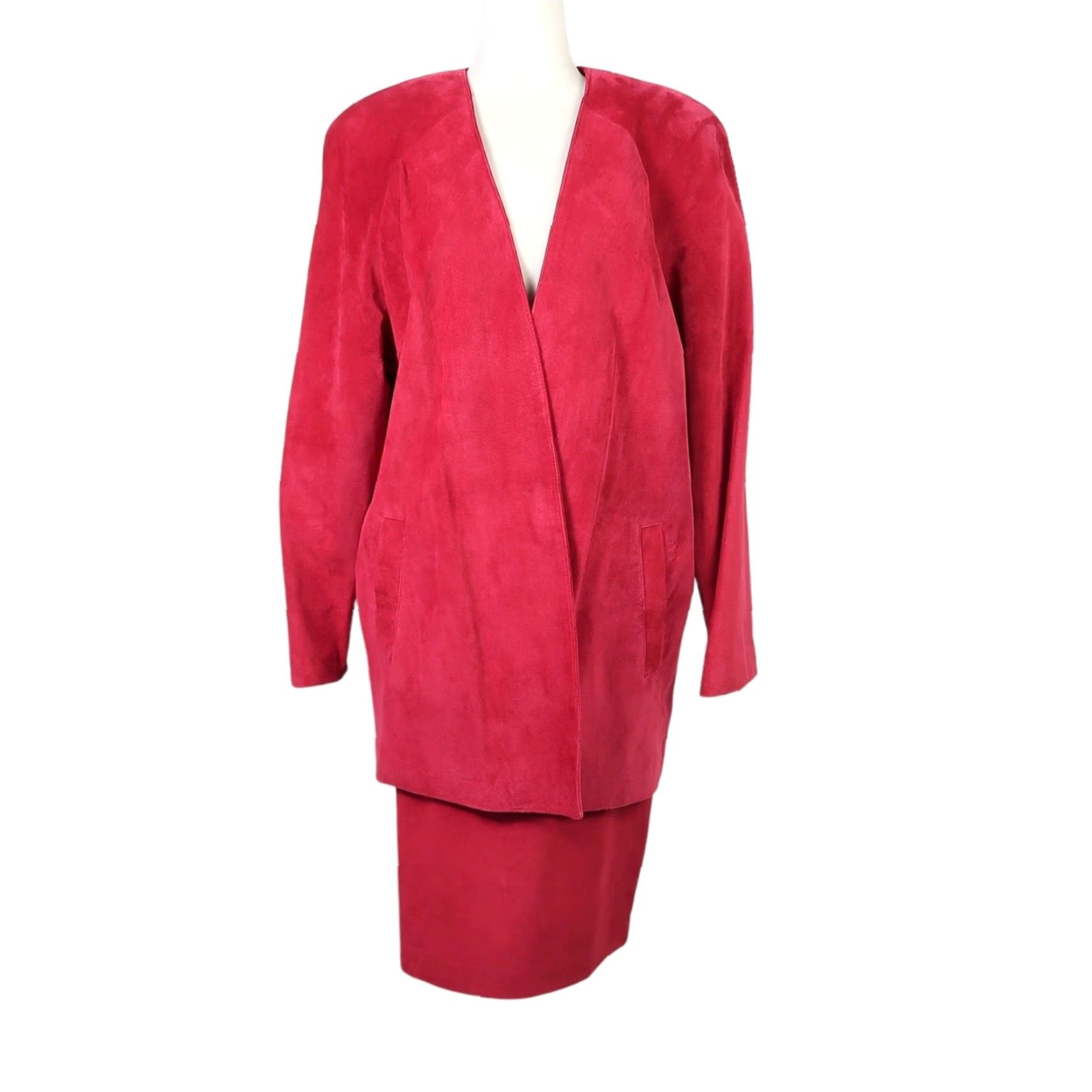 Vintage VINTAGE Danier red suede leather blazer and skirt suit set M Size 32" / US 10 / IT 46 - 2 Thumbnail