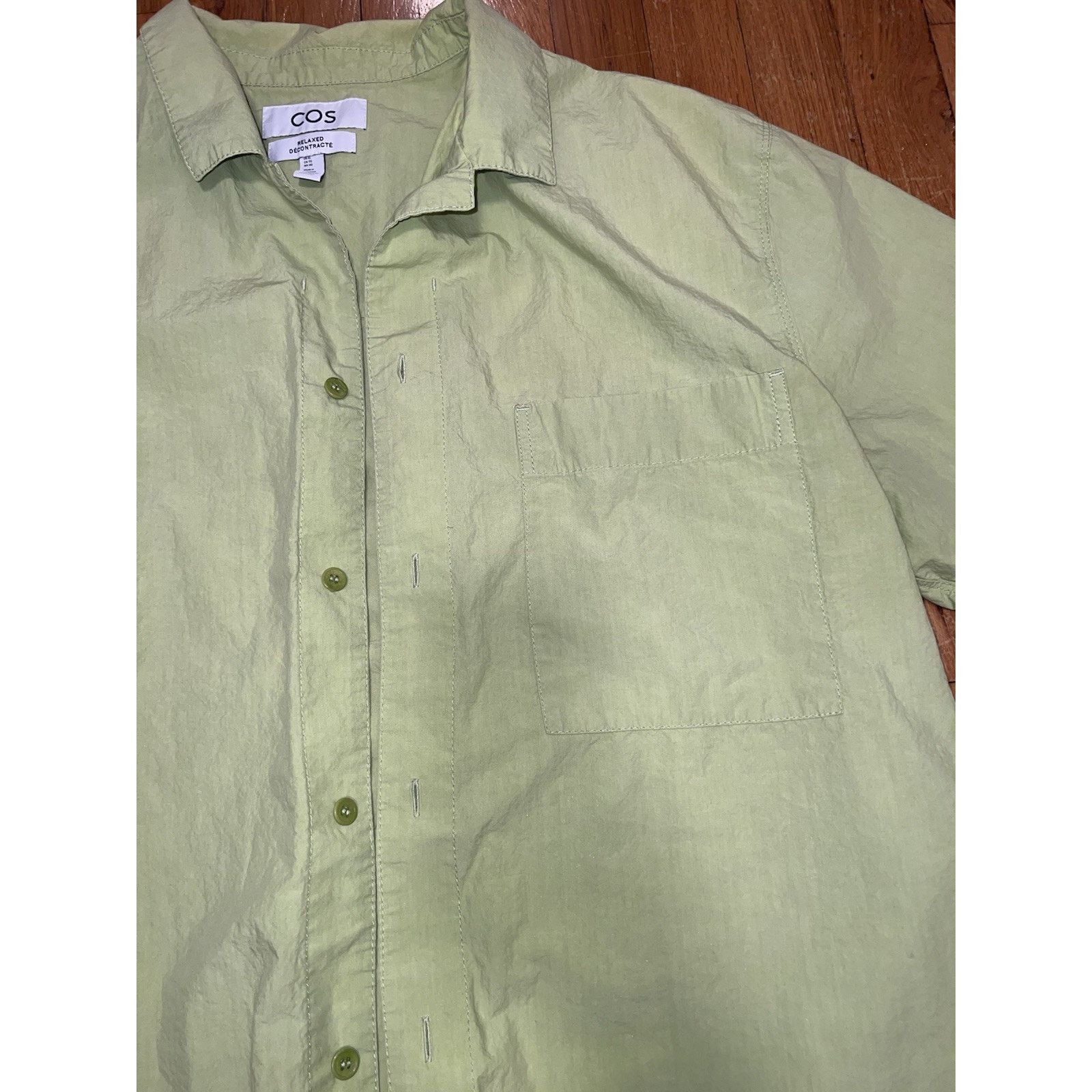 Cos COS Bright Green Shirt Button Up Cotton Size XL Men A003120 Size US XL / EU 56 / 4 - 4 Thumbnail