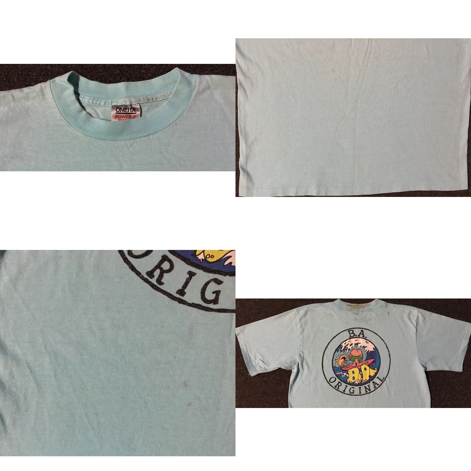Quiksilver VINTAGE BA Surf Stuff Faded Distress Shirt S Small Blue Graphic Tee Mens 80s Grunge Ocean Pacific Surfing Beach Hawaii USA Size US S / EU 44-46 / 1 - 9 Thumbnail