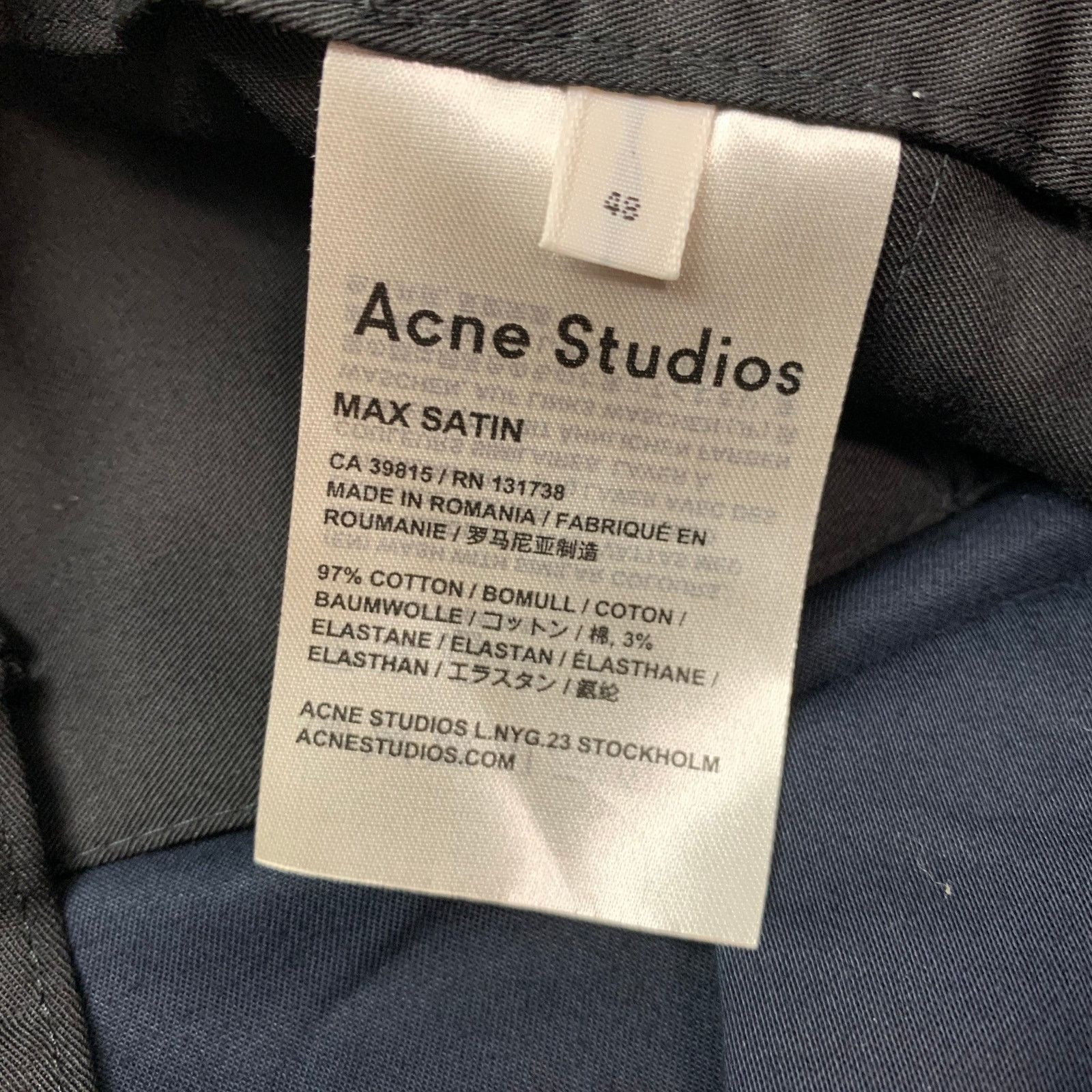 Acne Studios ACNE STUDIOS 32 Navy Cotton Elastane Flat Front Casual Pants Size US 32 / EU 48 - 4 Thumbnail