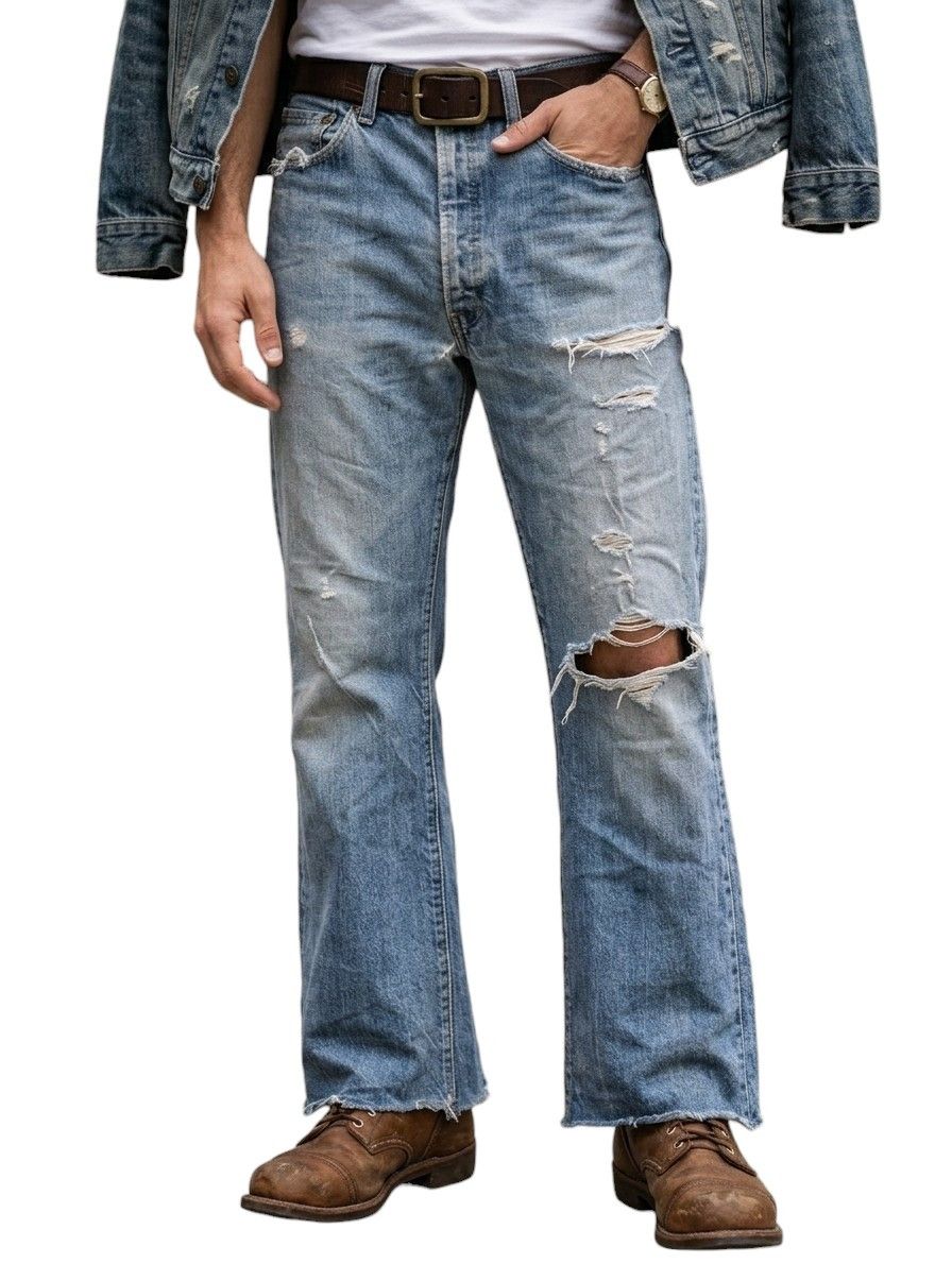 Levi's DISTRESSED 70/80s LEVIS 517 ZIP TALON 42 BUTTON NO 2 RED TAB Size US 34 / EU 50 - 21 Thumbnail