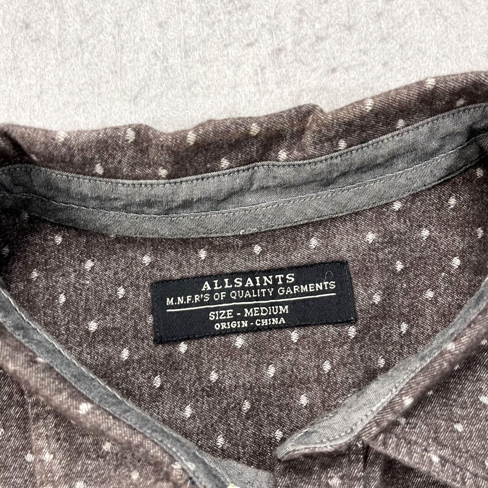 Allsaints AllSaints Shirt Mens Medium Brown Polka Danko Flannel Long Sleeve Button Casual Size US M / EU 48-50 / 2 - 4 Thumbnail