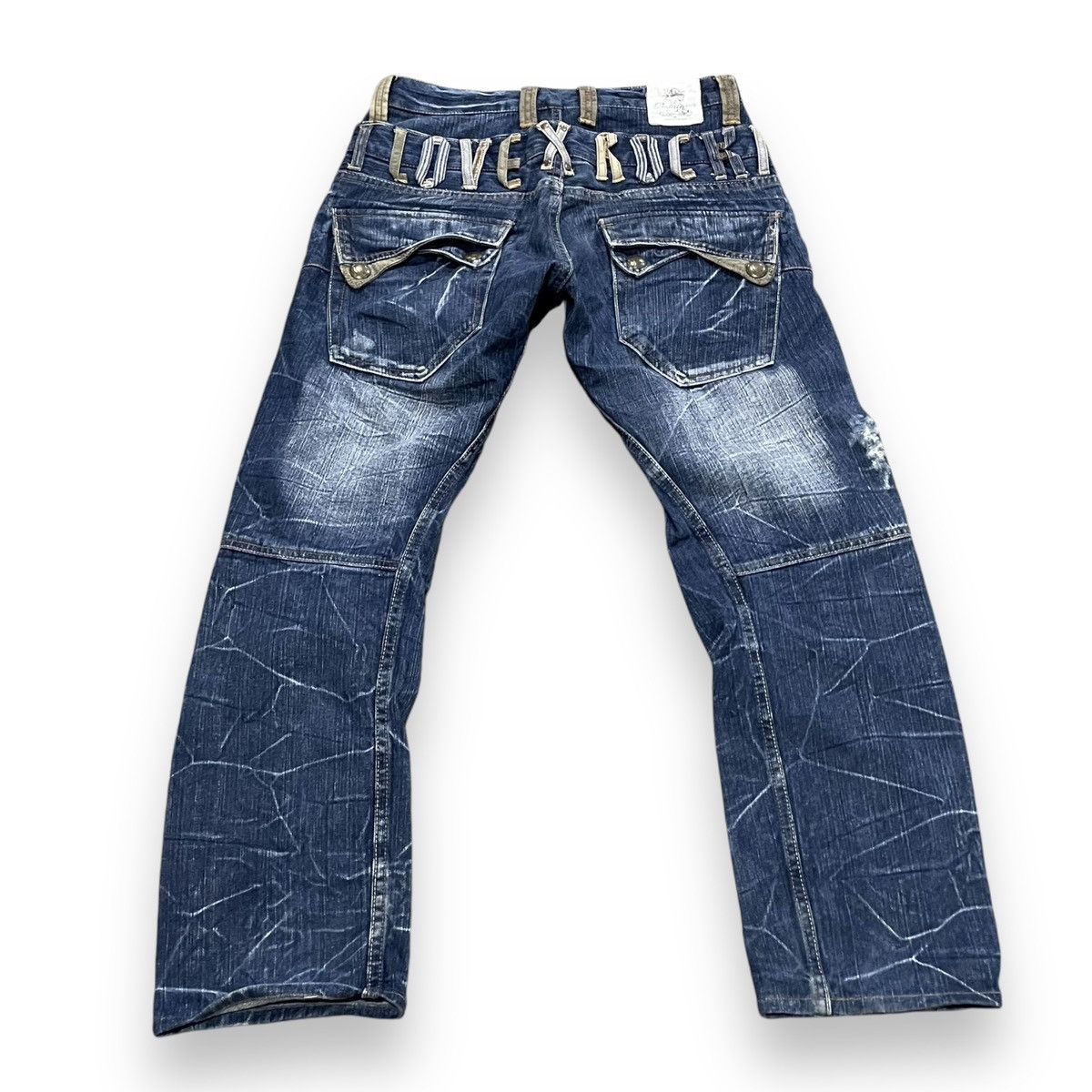 Le Grande Bleu (L.G.B.) DOMINATED HANDCRAFTED LOVEROCK DOUBLE WAIST SPIRAL CUT JEANS Size US 30 / EU 46 - 1 Thumbnail