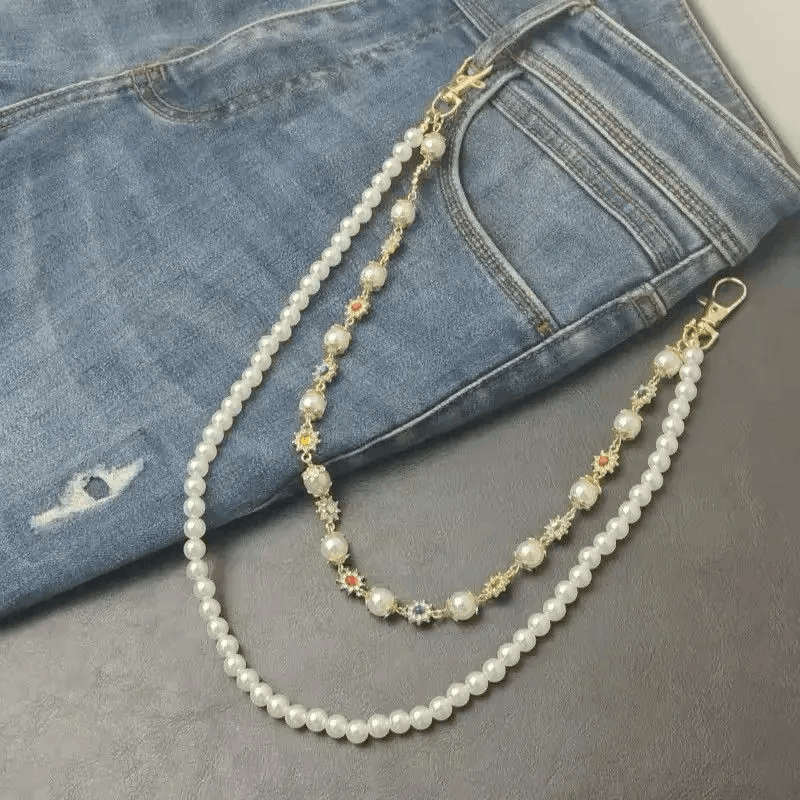 Other Ingemark Simple Imitation Pearl Rhinestone Waist Chain Pant Size ONE SIZE - 2 Thumbnail