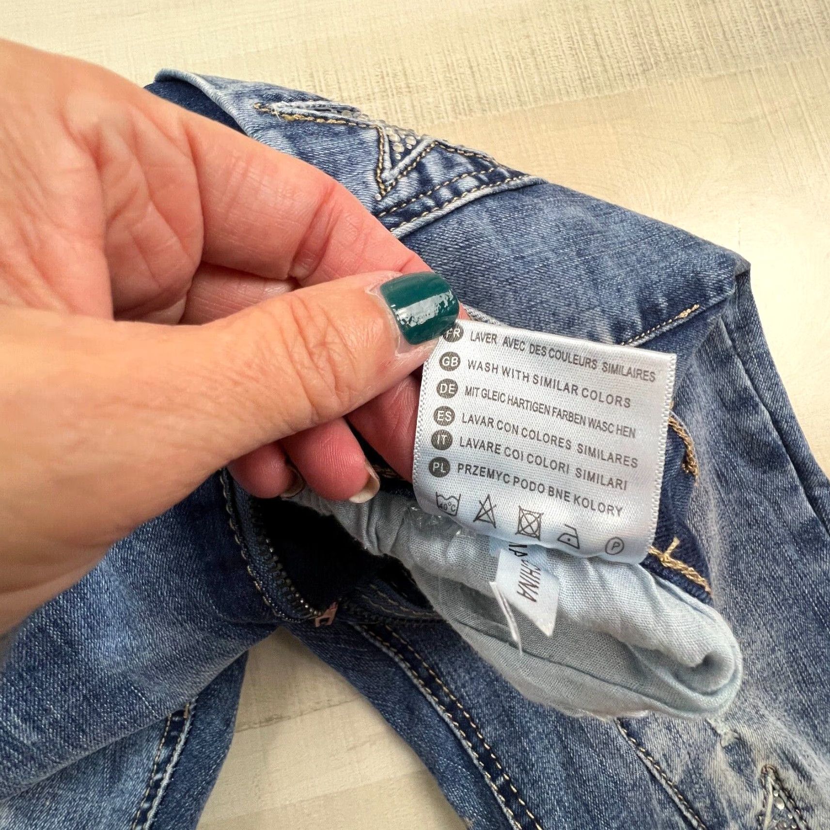 Vintage Denim Original Womens Skinny Jeans Blue Medium 25" Waist Stretch Star Embellishment Size 32" / US 10 / IT 46 - 6 Thumbnail