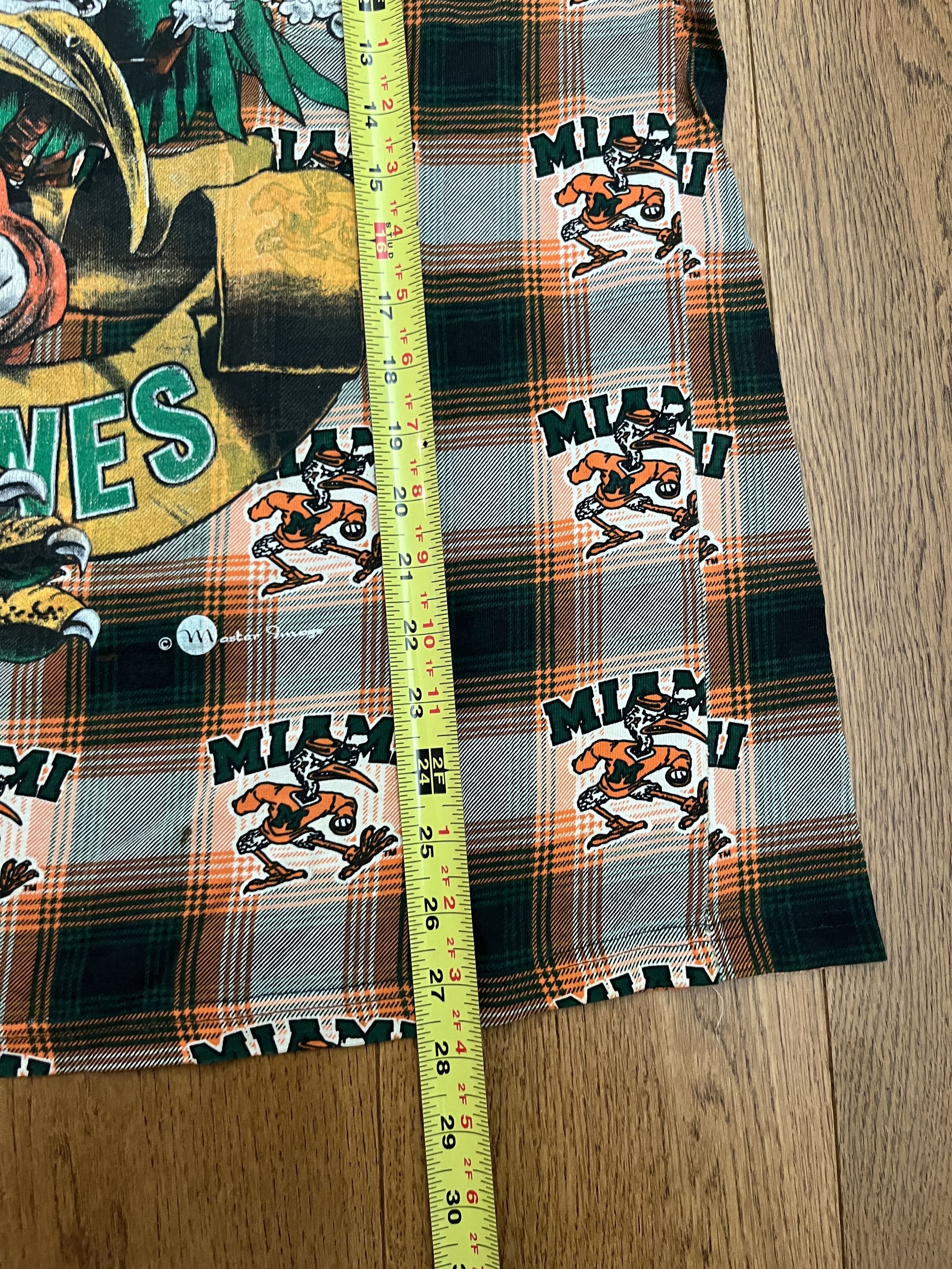 Vintage Vtg 90s University of Miami Hurricanes Plaid AOP Tee XL Size US XL / EU 56 / 4 - 3 Thumbnail