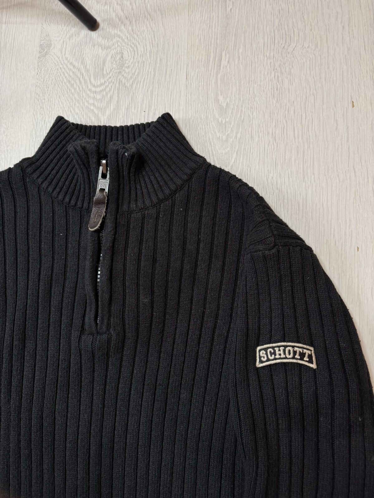 Schott Schott N.Y.C army ribbed sweater 1/3, 1/4 half zip vintage Size US XL / EU 56 / 4 - 2 Thumbnail