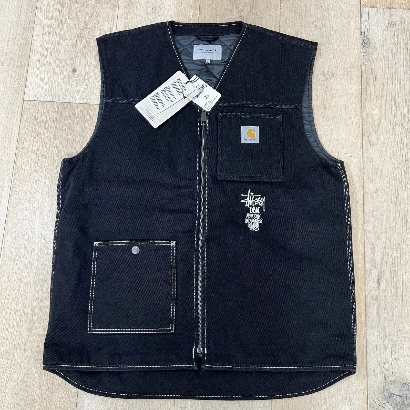 トップス STUSSY x CARHARTT WIP Vest USED in STOCK】STUSSY×CARHARTT – NY, LA, TOKYO DUCK VEST '93