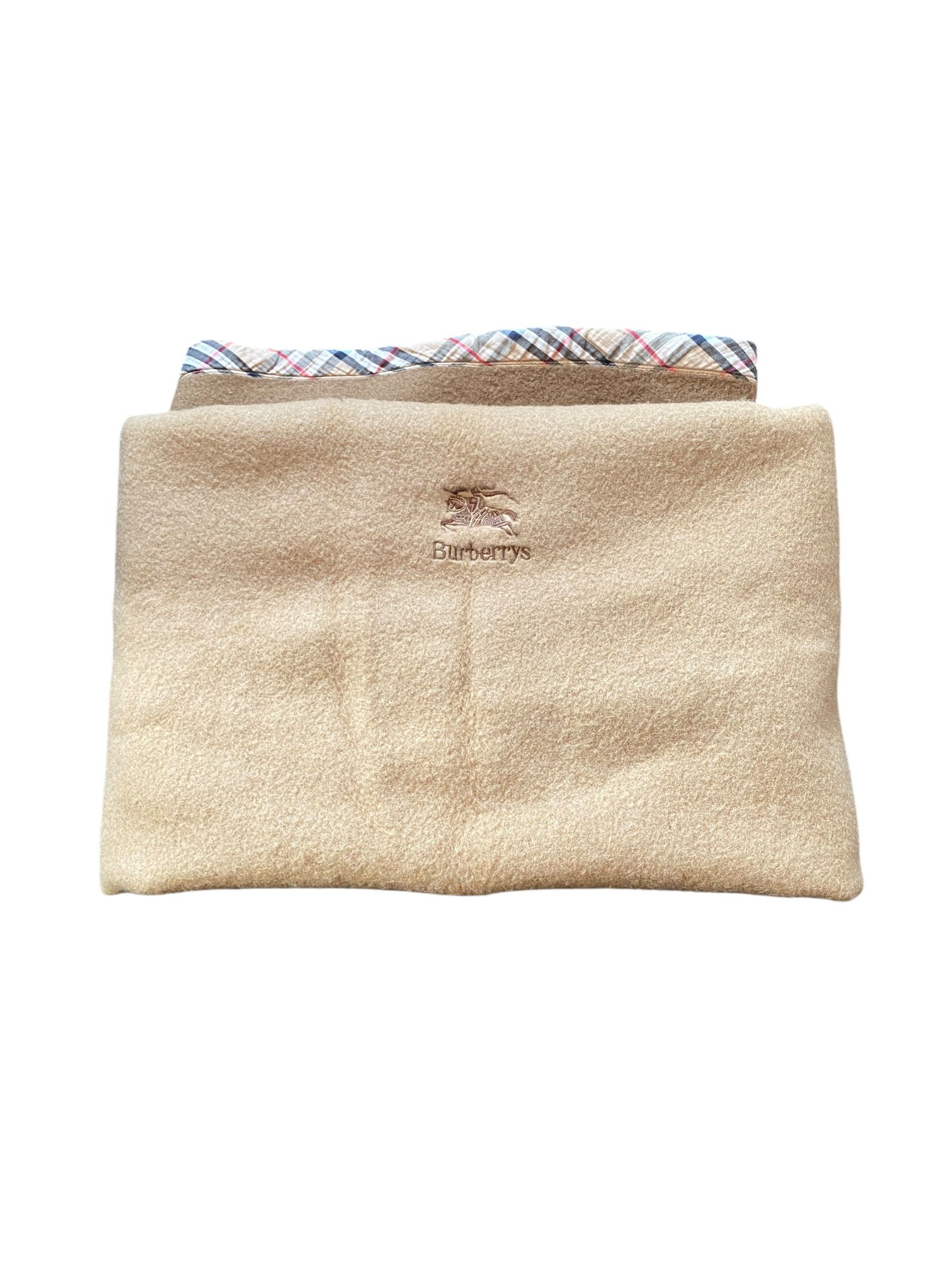 Burberry × Designer 90s Burberrys embroidered logo nova check trim wool blanket Size ONE SIZE - 3 Thumbnail