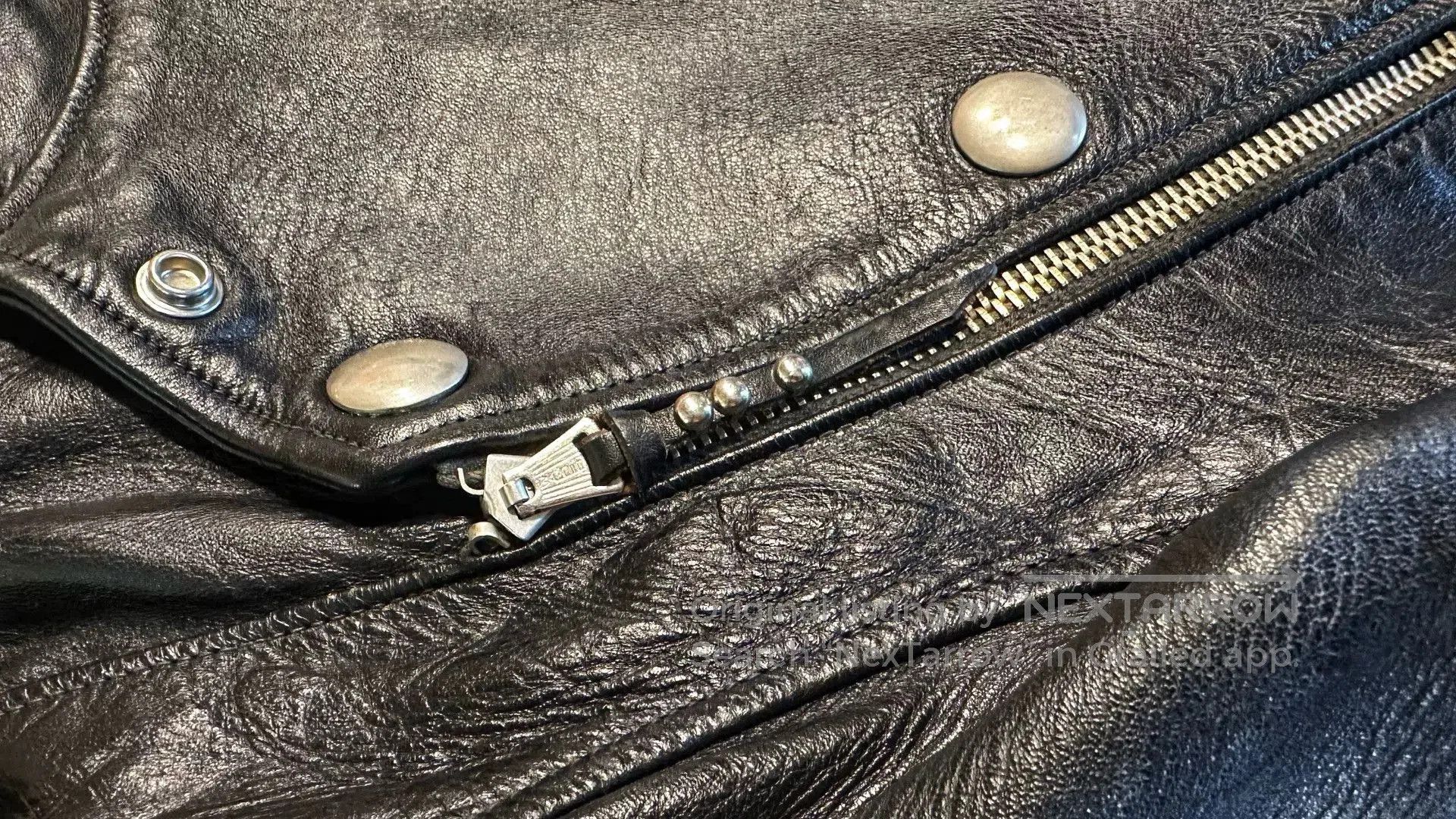 Freewheelers rare black leather biker jacket with buttons. Size US M / EU 48-50 / 2 - 6 Thumbnail