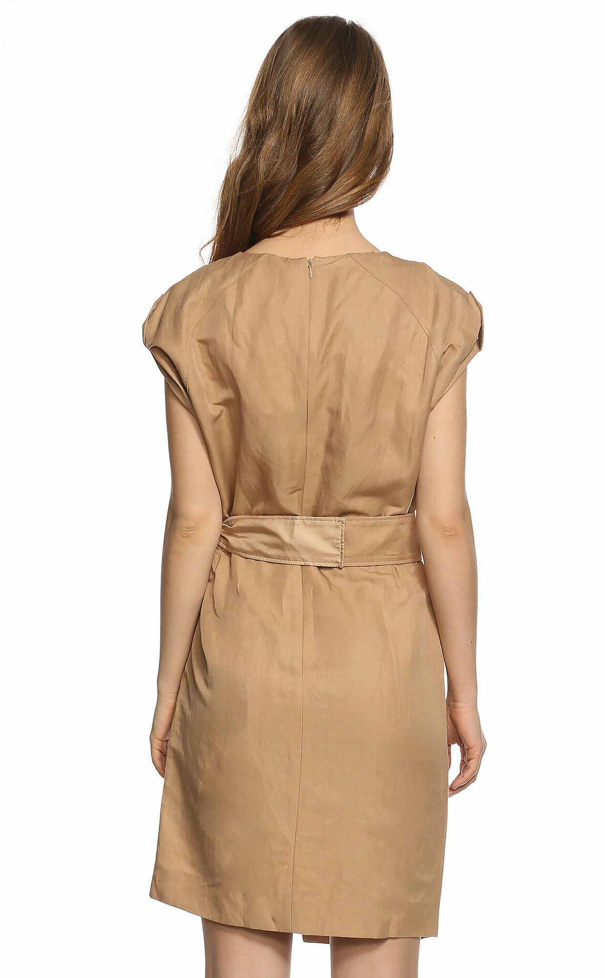Viktor & Rolf VIKTOR & ROLF beige linen cotton belted sheath dress 8 44 Size M / US 6-8 / IT 42-44 - 3 Thumbnail