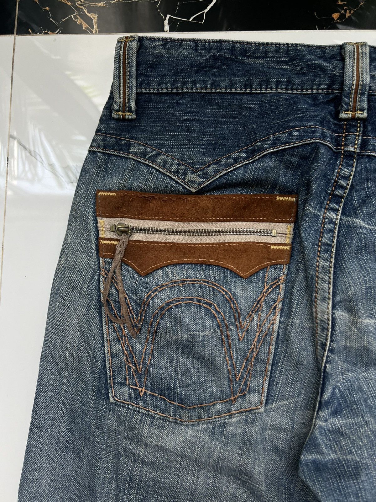 Edwin × Vintage 90’s EDWIN COWBOY STYLE RARE Y2K JEANS BIG POCKETS LOGO Size US 32 / EU 48 - 5 Thumbnail