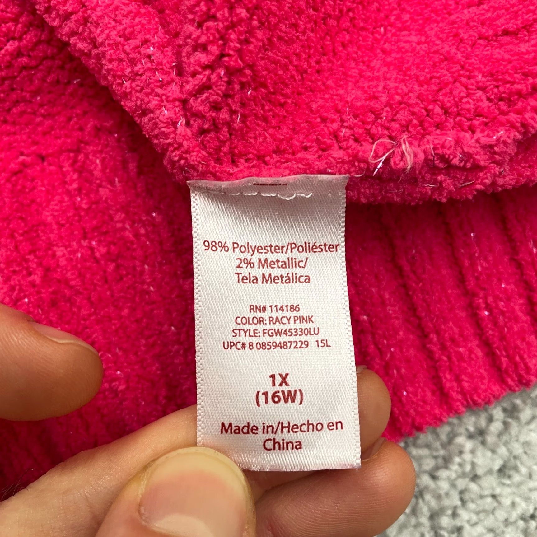 Faded Glory Faded Glory Sweater Womens XL Pink V-Neck Pullover Knit Solid Breathable Stretch Casual Workwear Travel Fall Spring Summer Size XL / US 12-14 / IT 48-50 - 6 Thumbnail