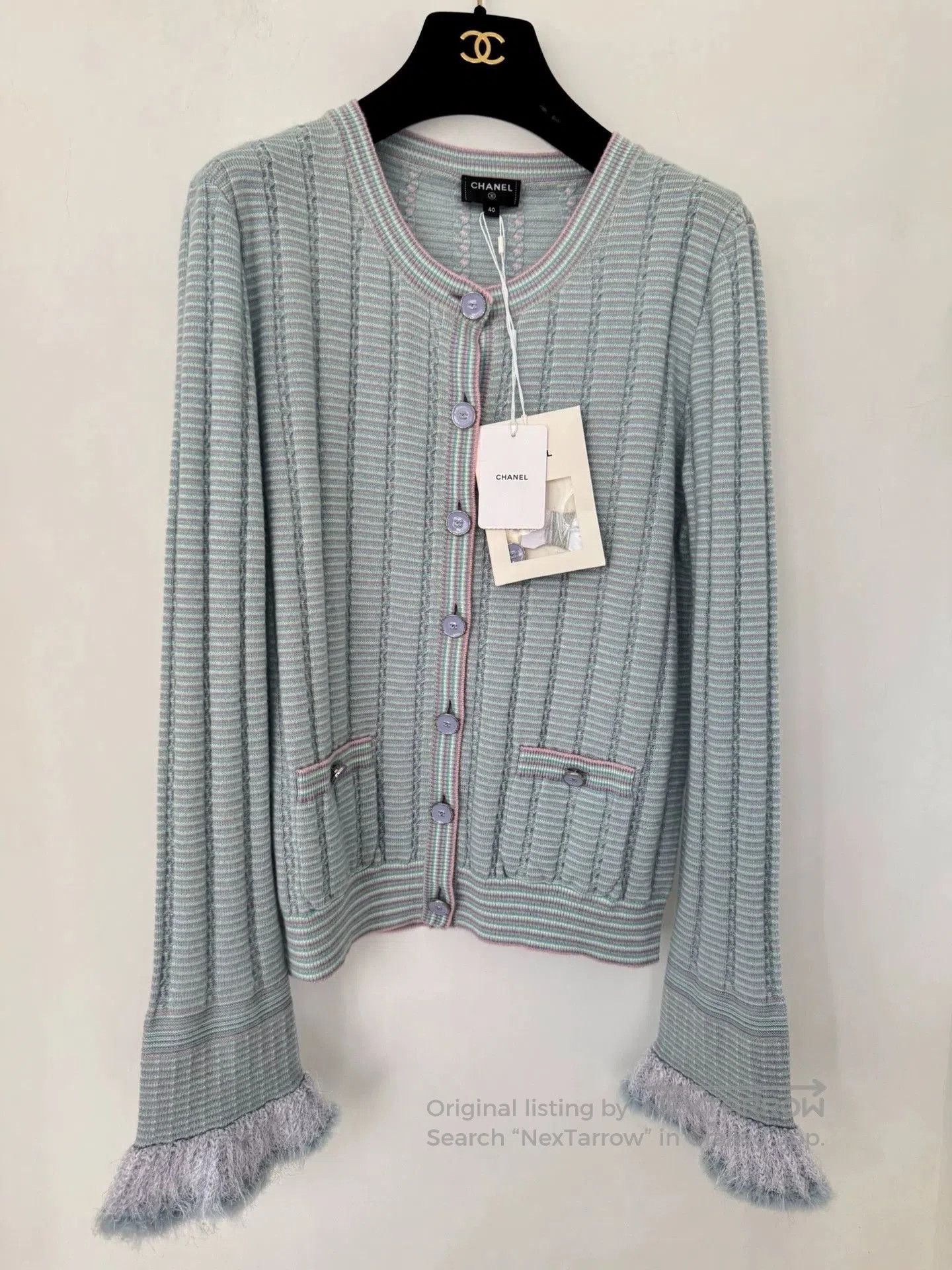 Chanel Chanel Blue Fuzzy Sleeve Knit Cardigan. Size US S / EU 44-46 / 1 - 1 Thumbnail