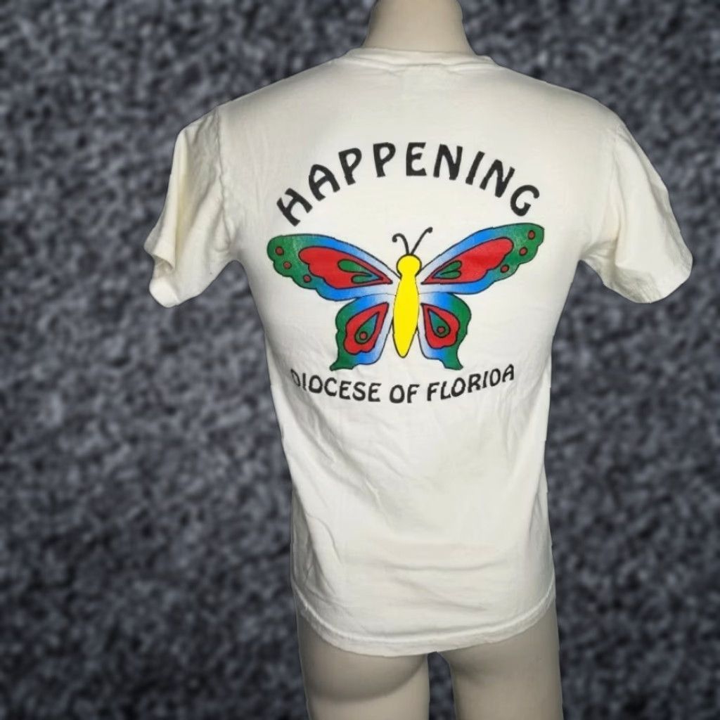 Hanes VINTAGE Hanes Mens S T-Shirt Beige Crew Neck Short Sleeve Cotton Carpe Diocese of FL Butterfly Jesus Fishing 90s Christian 2000s Y2K Size US S / EU 44-46 / 1 - 1 Thumbnail