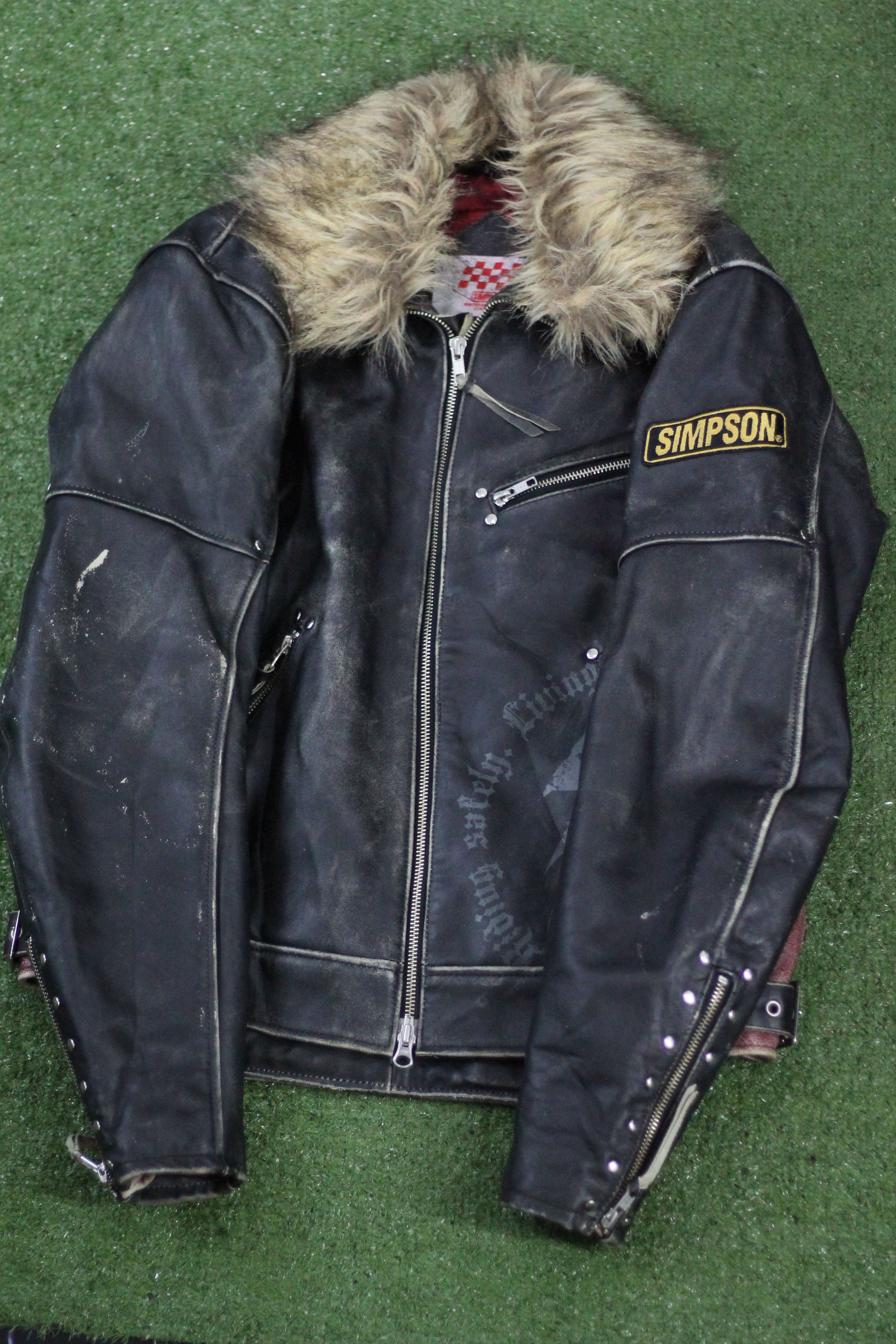 Vintage RARE! Vintage SIMPSON Leather Jacket Removable Fur Collar. Size US L / EU 52-54 / 3 - 10 Thumbnail