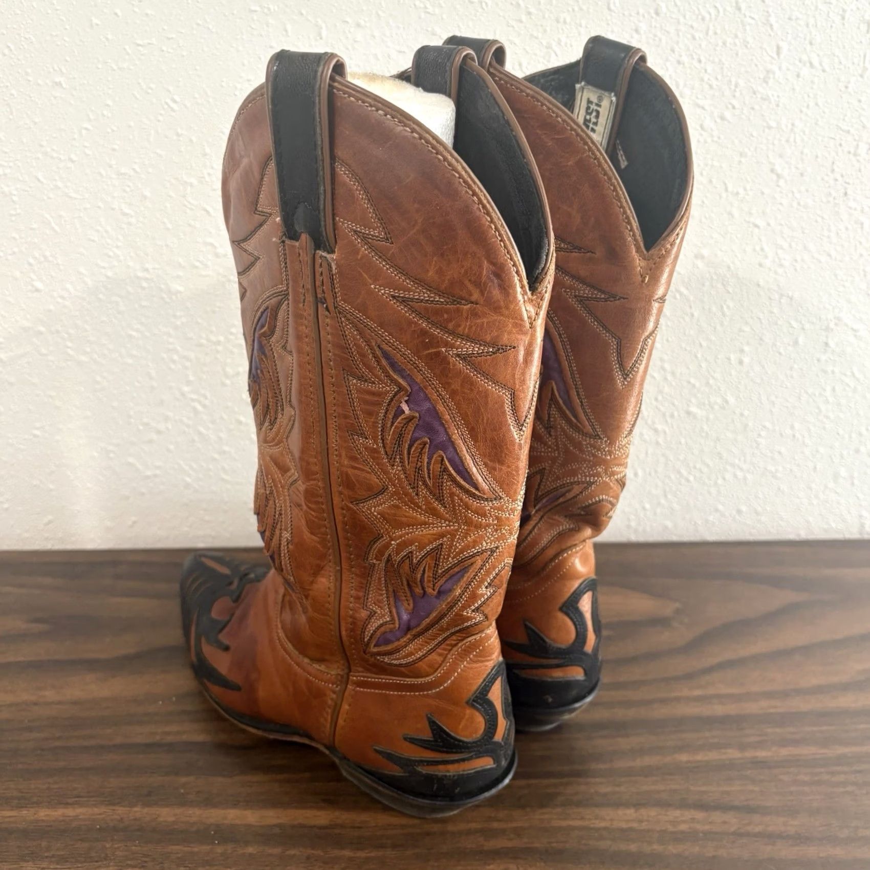 Vintage VINTAGE Code West Boots Womens 6M Cognac Purple Leather Cowboy Wingtip Size US 6 / IT 36 - 7 Thumbnail
