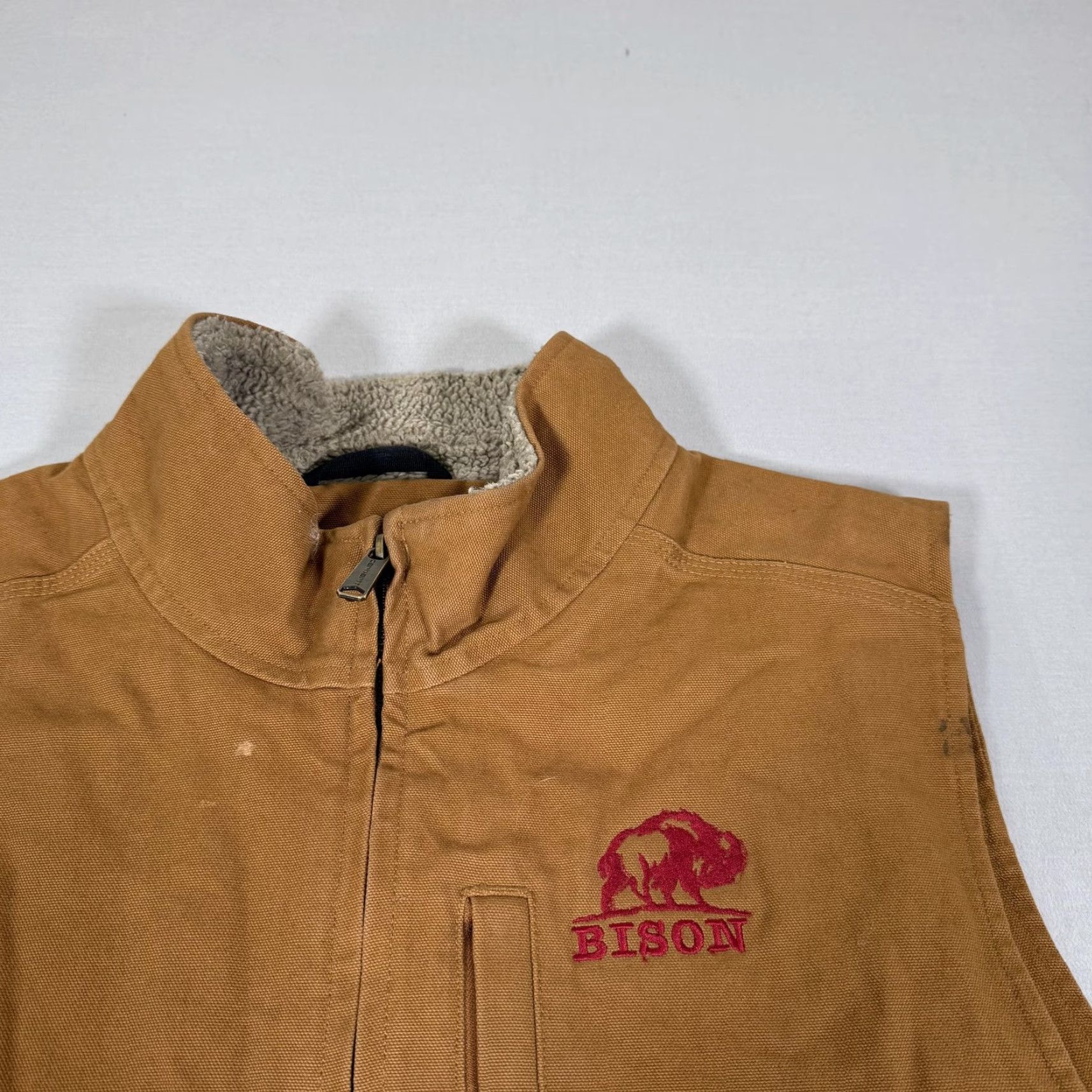 Carhartt VINTAGE Carhartt Vest Mens 2XL Brown Canvas Sherpa Lined Zip Up Work Duck 104277 Size US XXL / EU 58 / 5 - 5 Thumbnail