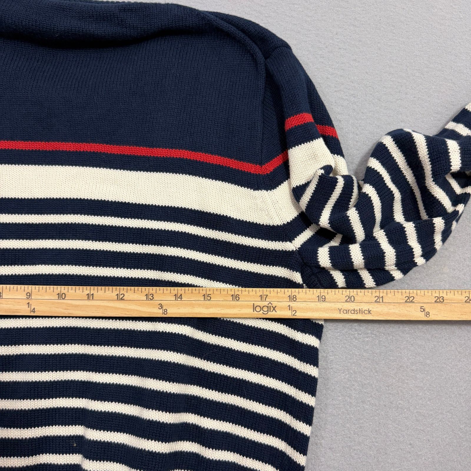 J.Crew J Crew Striped Cotton Sweater Men's Medium Navy Blue White Size US M / EU 48-50 / 2 - 8 Thumbnail