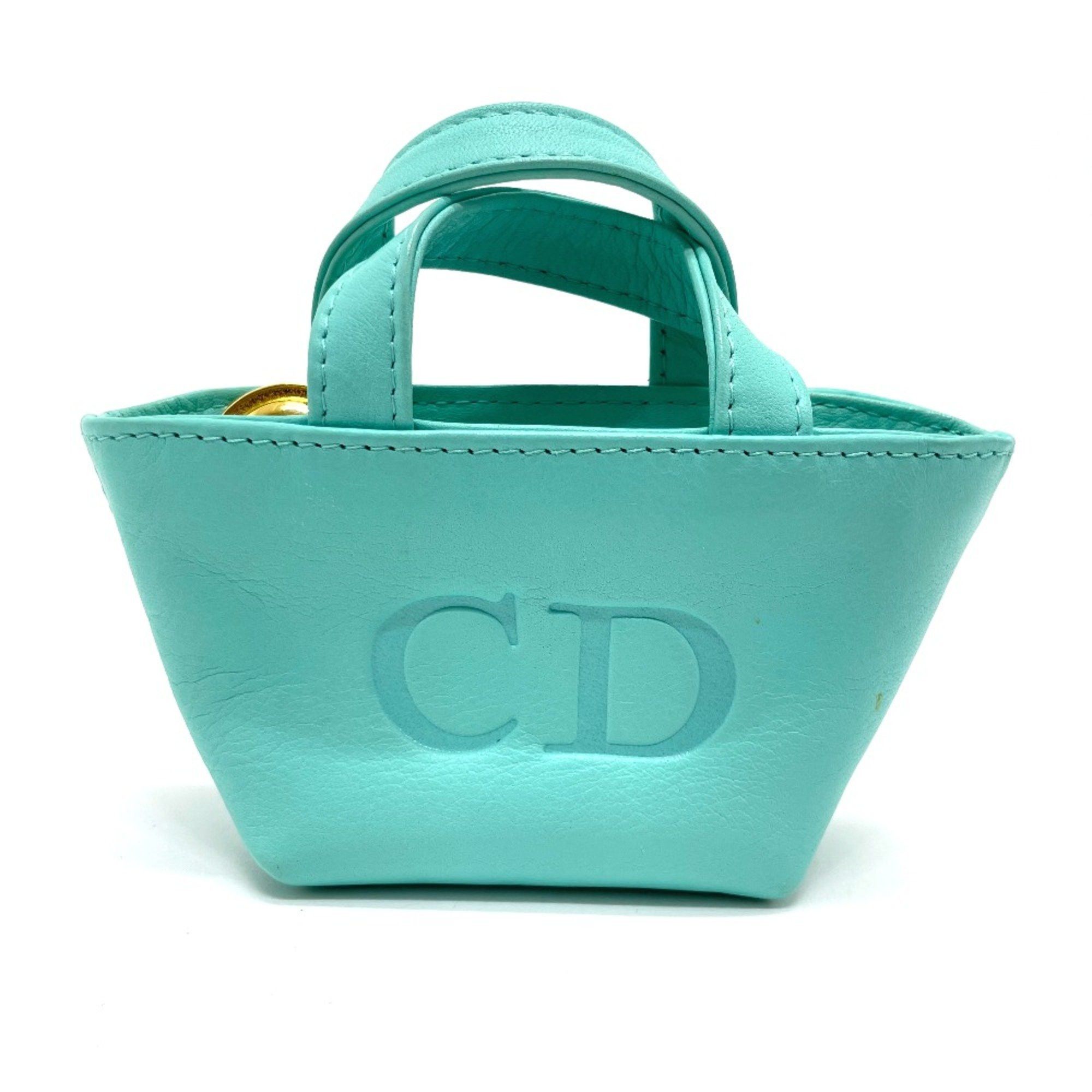 Dior CHRISTIAN DIOR CD logo bag mini pouch charm Hand Bag Turquoise x Gold Hardware Size ONE SIZE - 1 Thumbnail