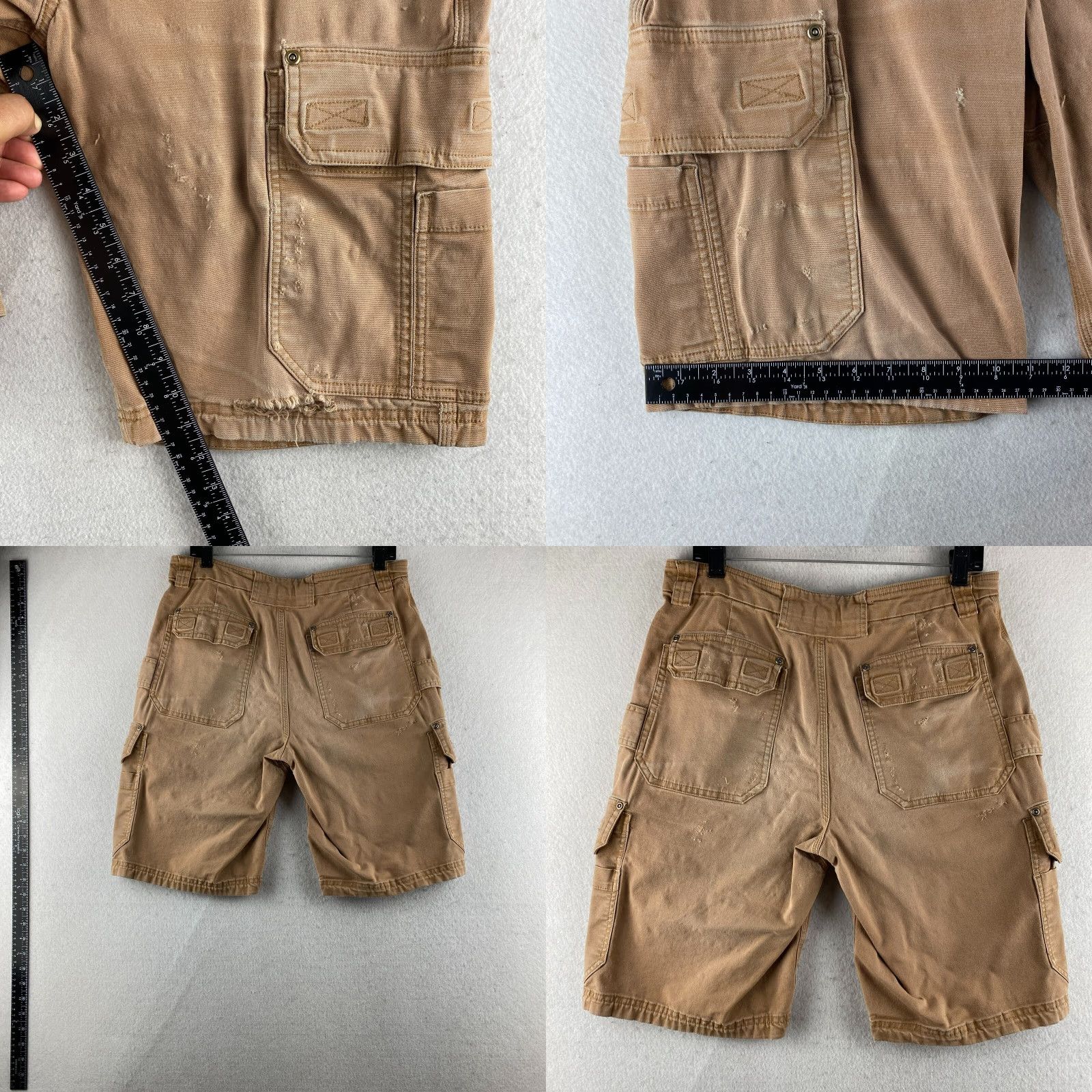 CO Duluth Cargo Shorts Mens 34 Beige Canvas Outdoors Distressed Cargo Pocket Mid Rise 12in Regular Mens Size US 34 / EU 50 - 9 Thumbnail