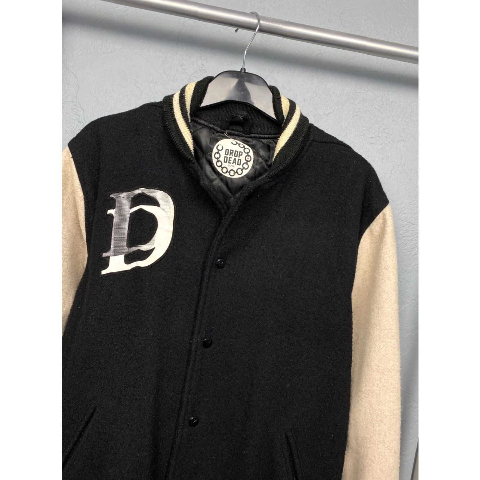 Vintage Drop Dead Mens Varsity Wool Bomber Jacket M Black - Jacket, Bomber, Wool, Men’s, Vintage-Style, Logo, Regular Fit, Size M Size US M / EU 48-50 / 2 - 2 Thumbnail