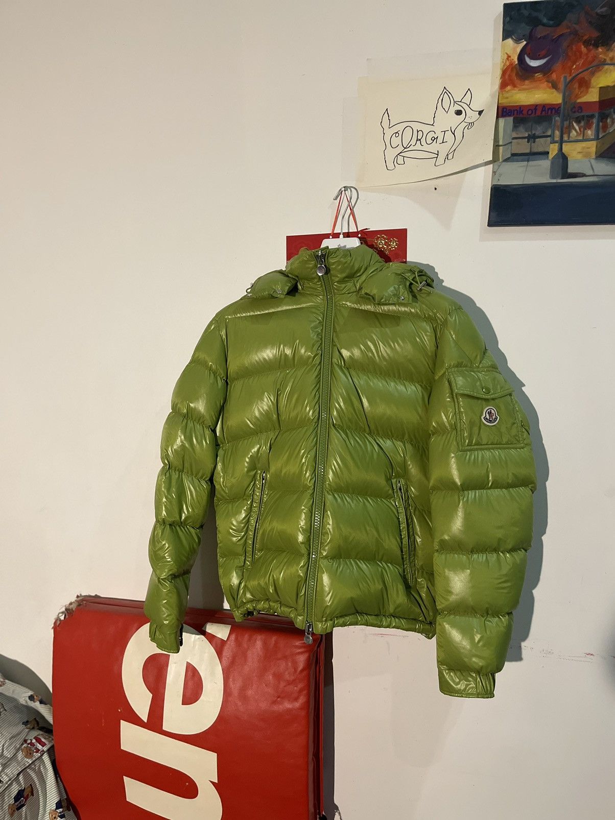 Image of Moncler Maya Giubbot Lime Green 2024 Size 5 XL NWT Maya, Men's