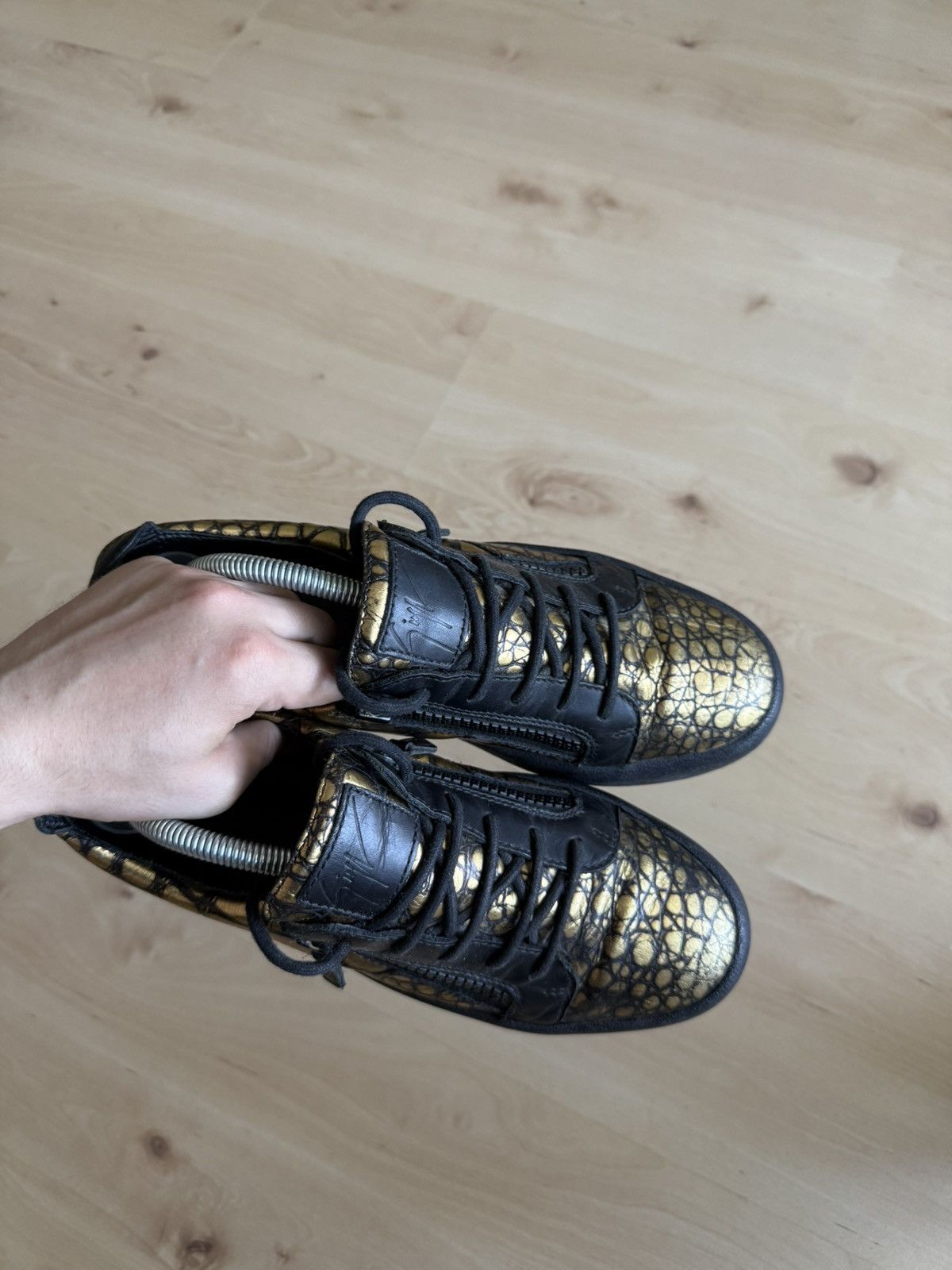Giuseppe Zanotti Giuseppe Zanotti Frankie low-top leather sneakers gold black Size US 8.5 / EU 41-42 - 4 Thumbnail