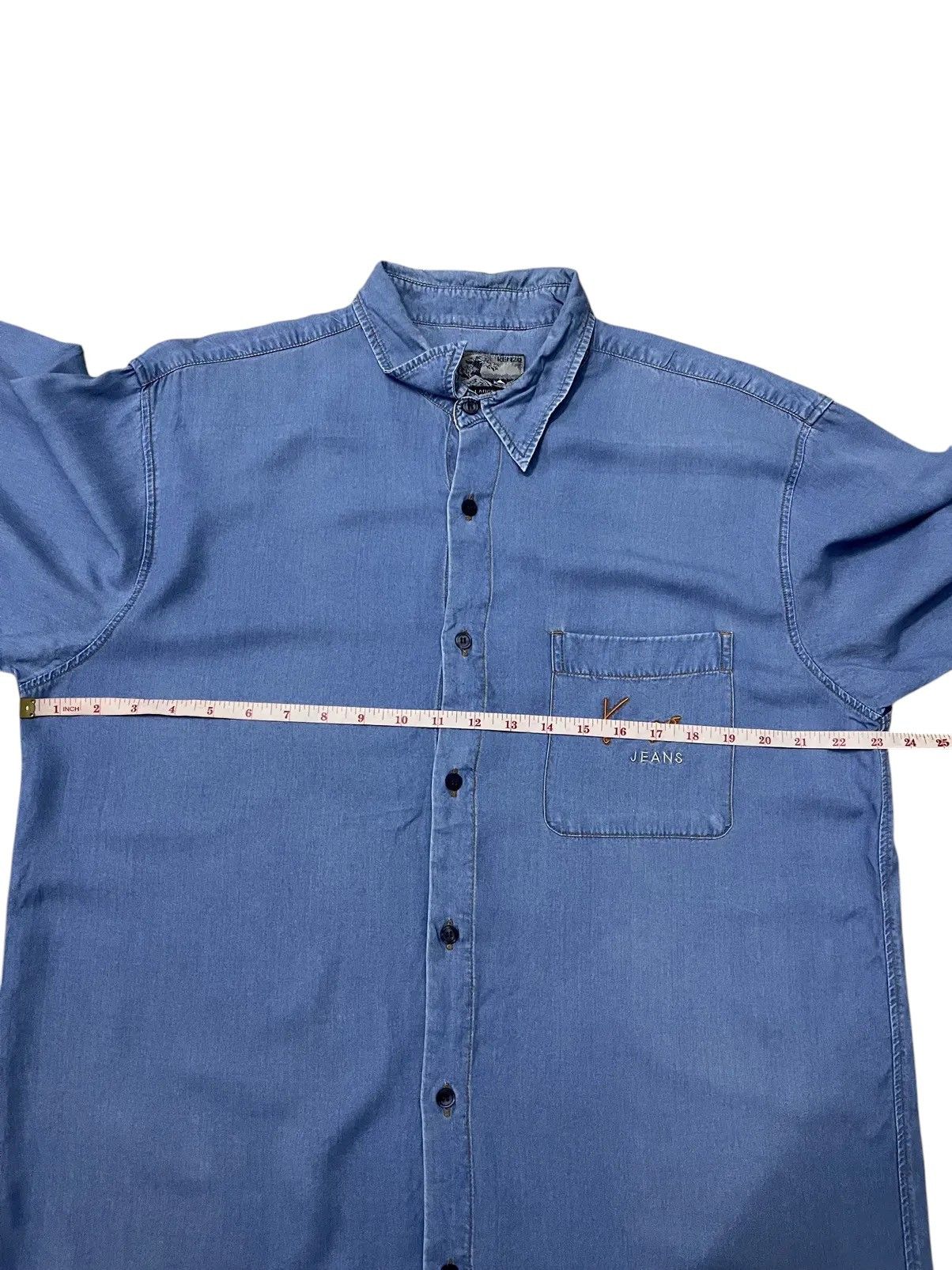 Kenzo 90s Kenzo Jeans Embroidered Pocket Denim Button Down Shirt Size US L / EU 52-54 / 3 - 7 Thumbnail