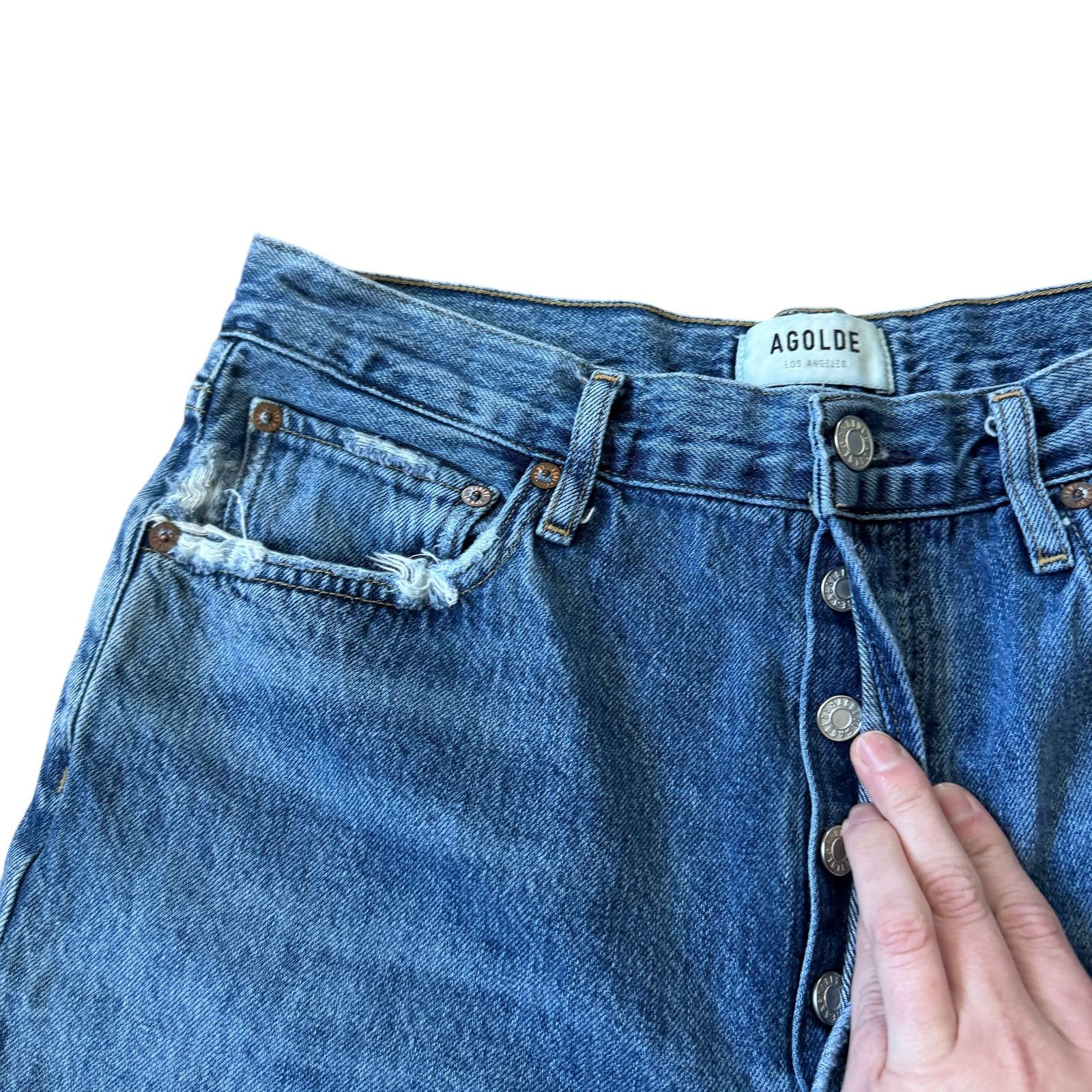 Agolde AGOLDE Riley High Rise Straight Crop Jean Frequency Size 29" - 6 Thumbnail