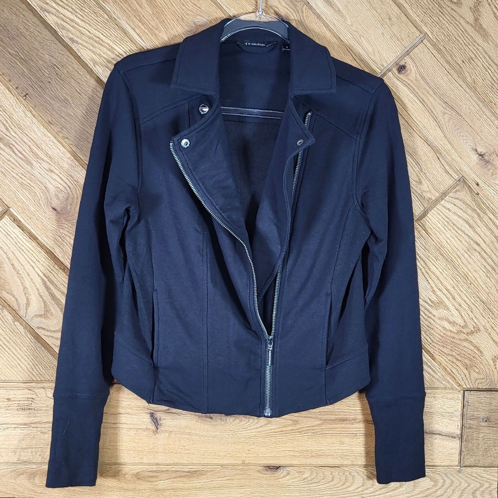 Vintage H By Halston Black Moto Jacket Size 8 Asymmetrical Zip Womens Outerwear Jacket Size M / US 6-8 / IT 42-44 - 3 Thumbnail