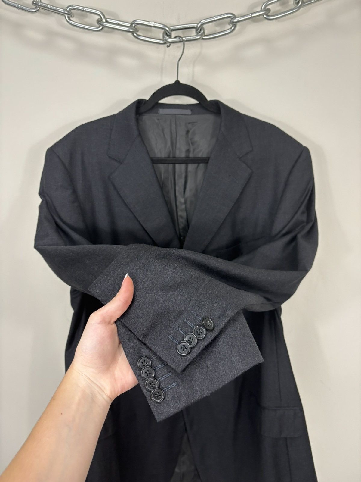 Ermenegildo Zegna Ermenegildo Zegna Men’s Dark Gray Formal Wool Blazer Jacket Size 50L - 9 Thumbnail