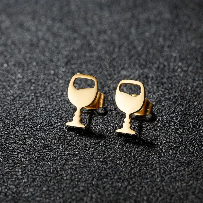 Jewelry Wine Glasses Mini Stud Earrings Charm Earring Gift Size ONE SIZE - 1 Preview