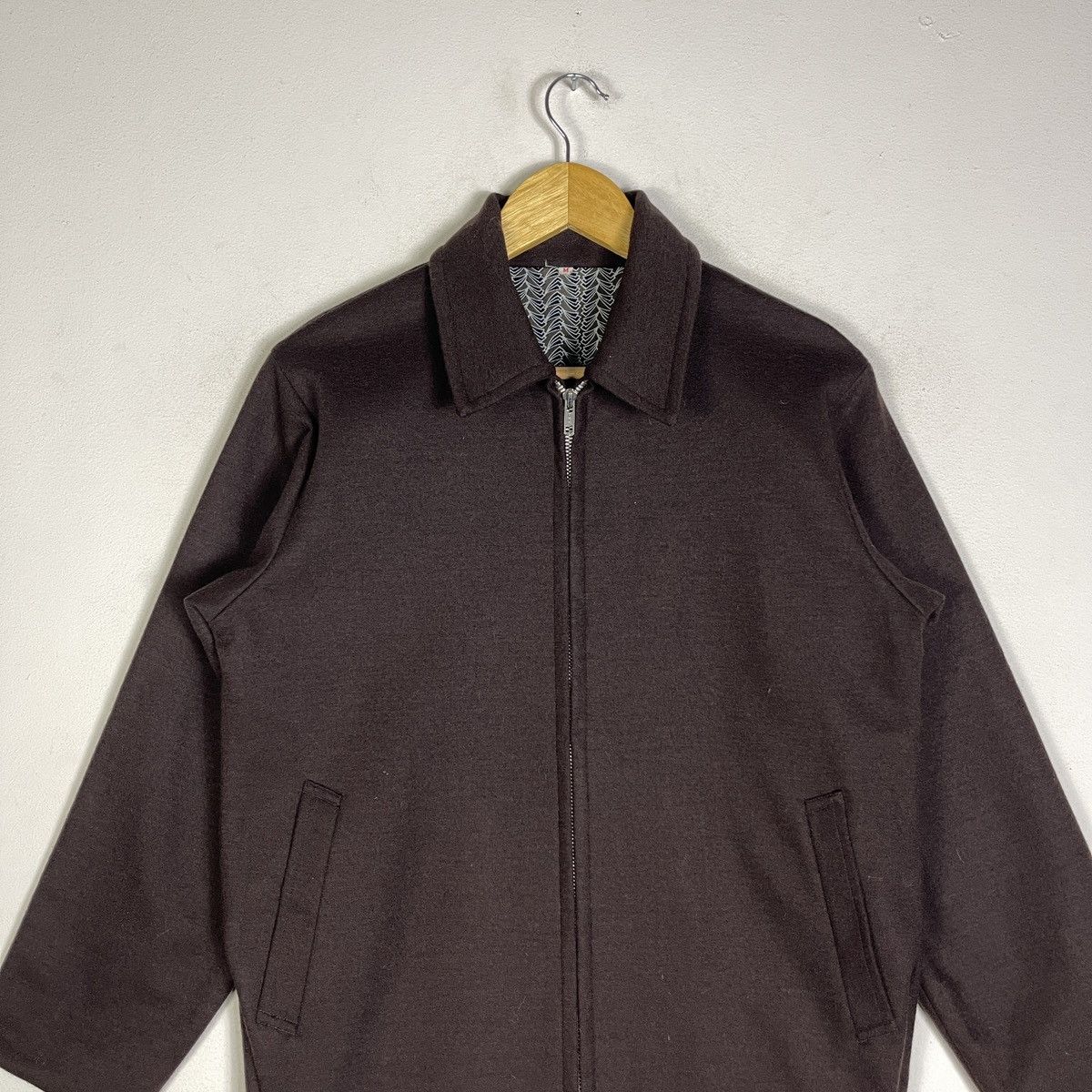 Vintage 🔥Deep Brown🔥Boxy Wool Blouson Jacket with Geometric Lining Size US M / EU 48-50 / 2 - 4 Thumbnail