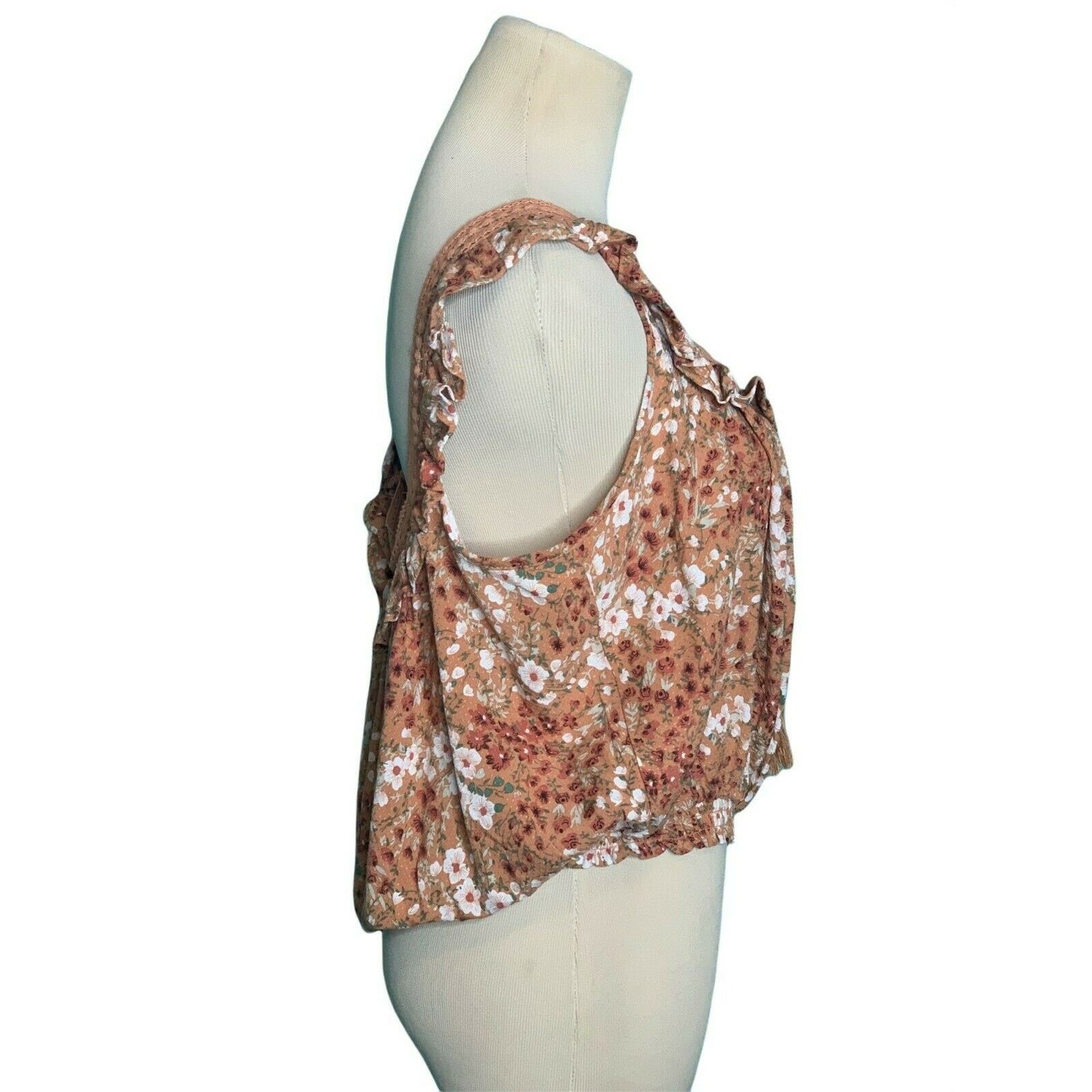 Cynthia Rowley Cynthia Rowley brown floral sleeveless crop top size small Size S / US 4 / IT 40 - 5 Thumbnail