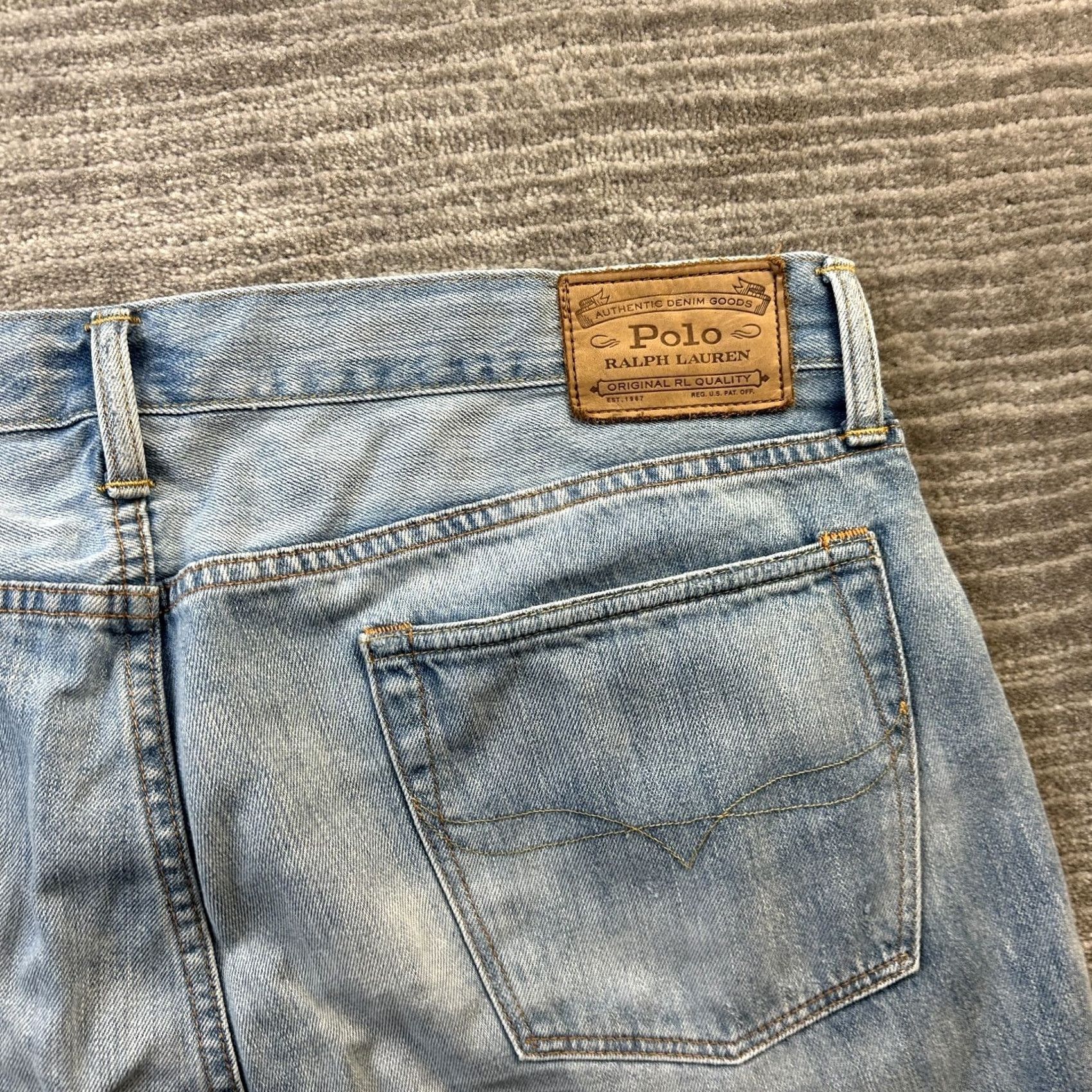 Polo Ralph Lauren Polo Ralph Lauren Jeans Mens 36x30 Blue Denim Varick Patchwork Button Fly Slim Straight Size US M / EU 48-50 / 2 - 6 Thumbnail