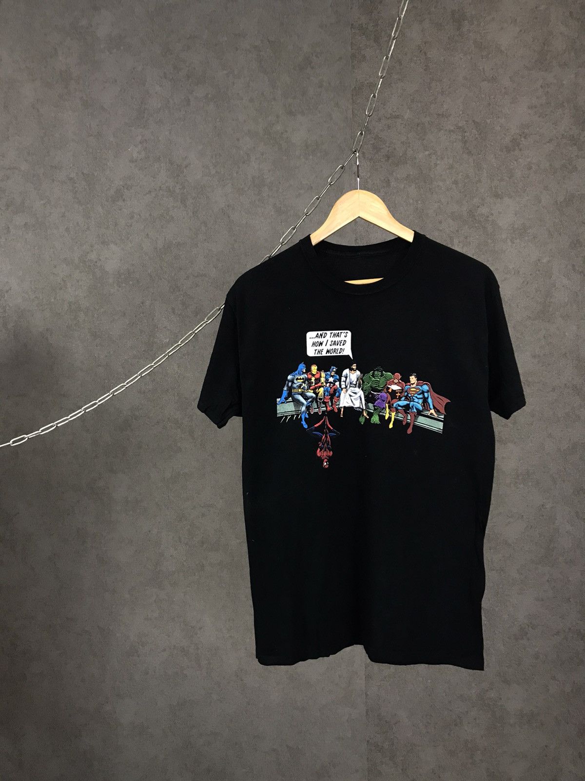 DC Comics × Marvel Comics Marvel x DC comics Jesus humor tee Size US S / EU 44-46 / 1 - 1 Thumbnail