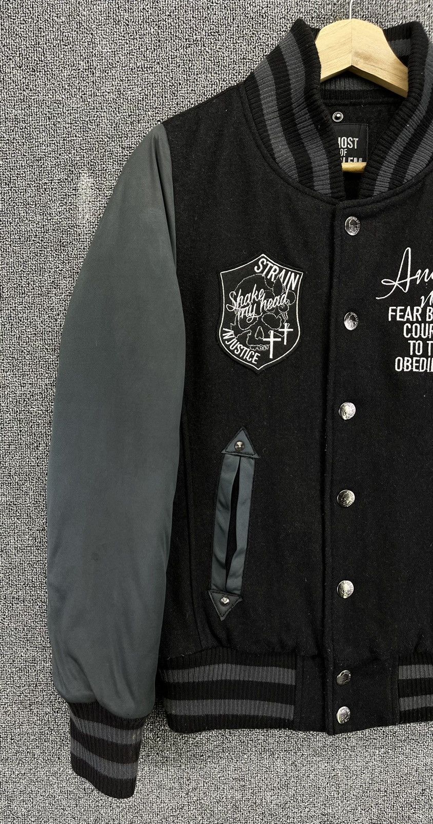Japanese Brand Vintage Ghost Of Halem Punk Style Wool Varsity Jacket Size M / US 6-8 / IT 42-44 - 6 Thumbnail